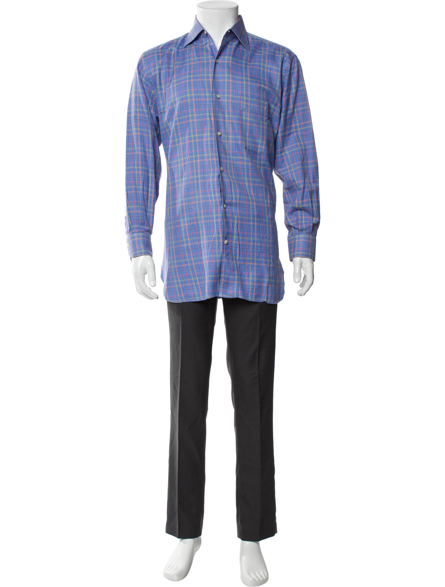 Paul Stuart Plaid Print Long Sleeve Shirt