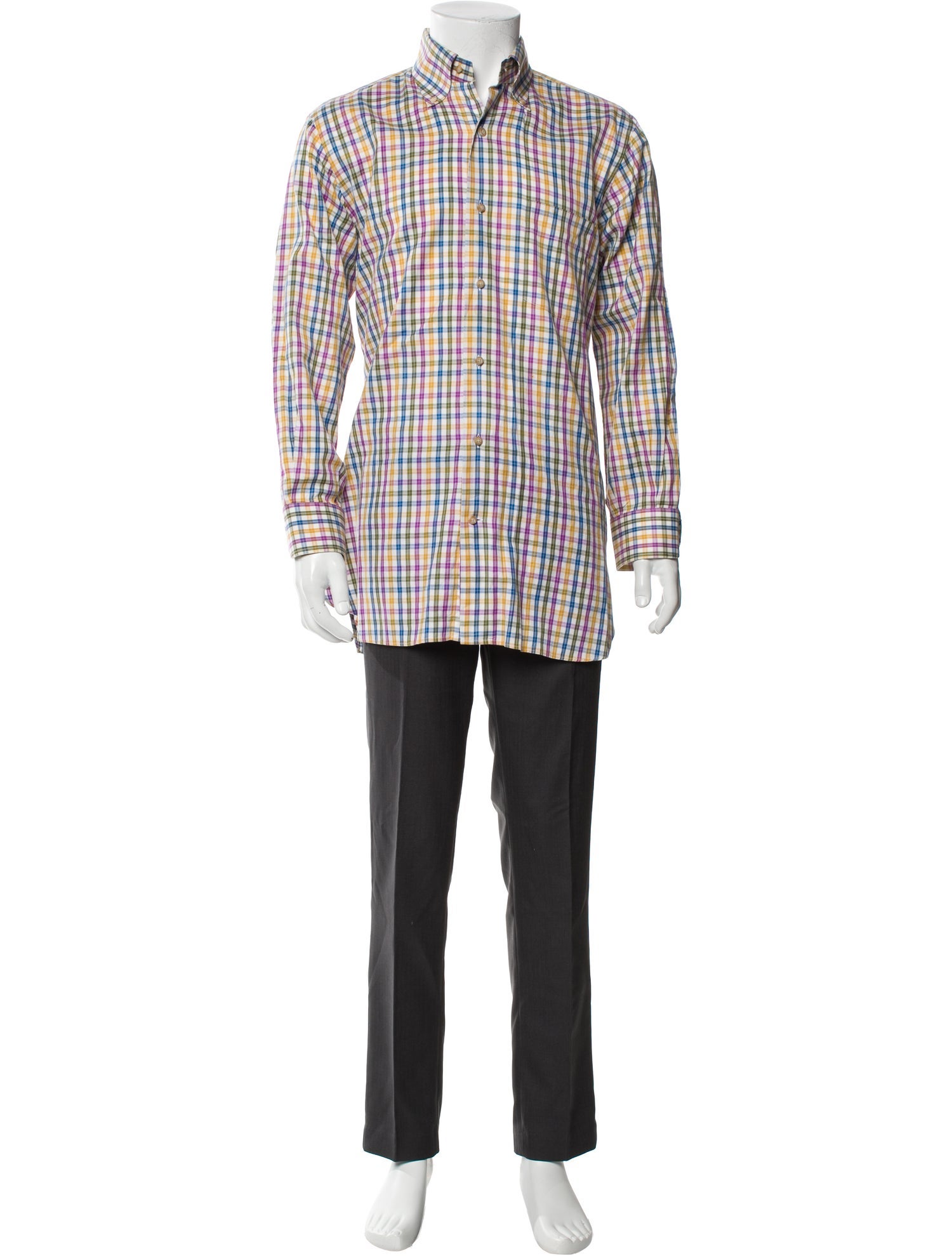 Paul Stuart Plaid Print Long Sleeve Shirt