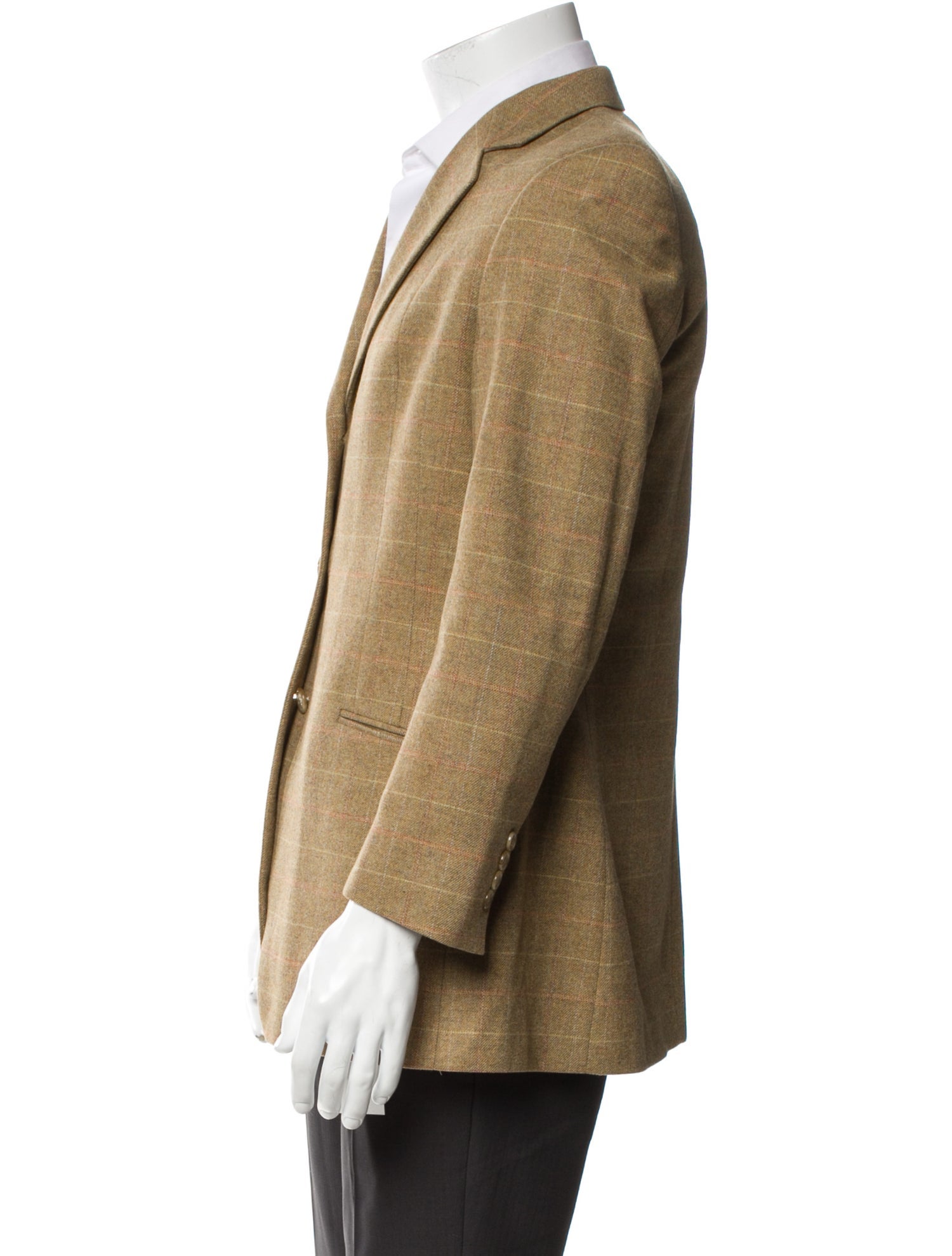 Paul Stuart Wool Plaid Print Blazer