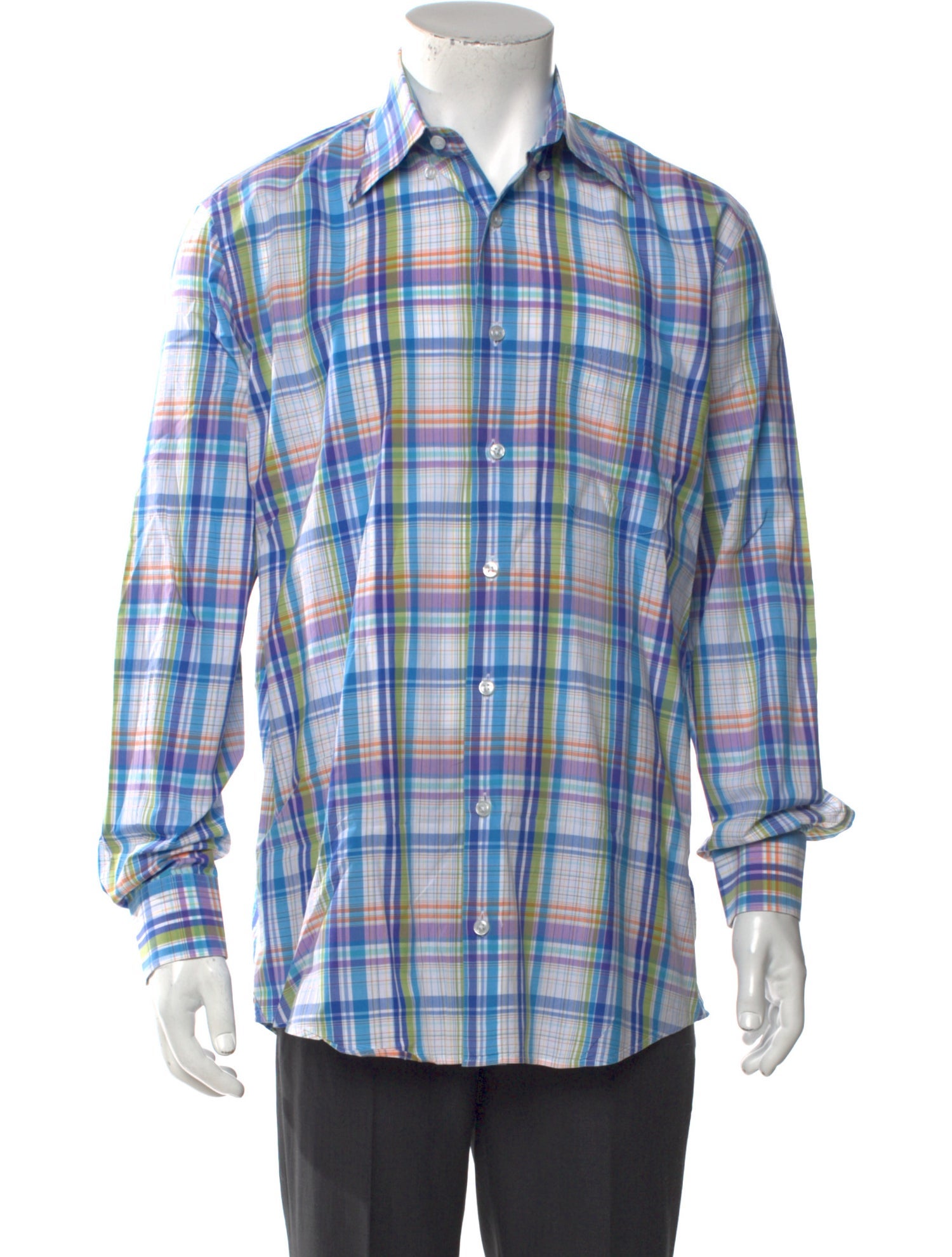 Paul Stuart Plaid Print Long Sleeve Shirt
