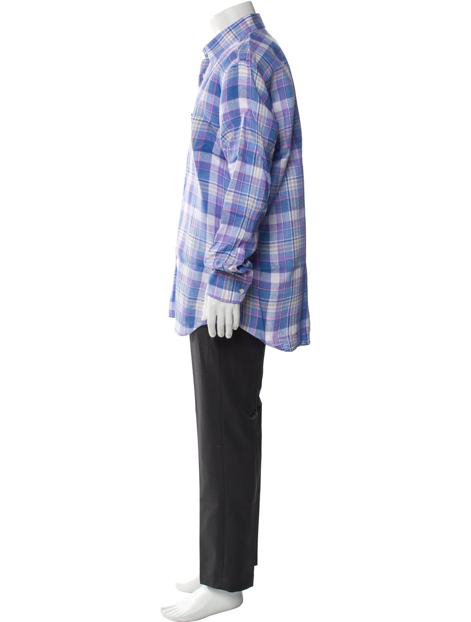 Paul Stuart Linen Plaid Print Shirt