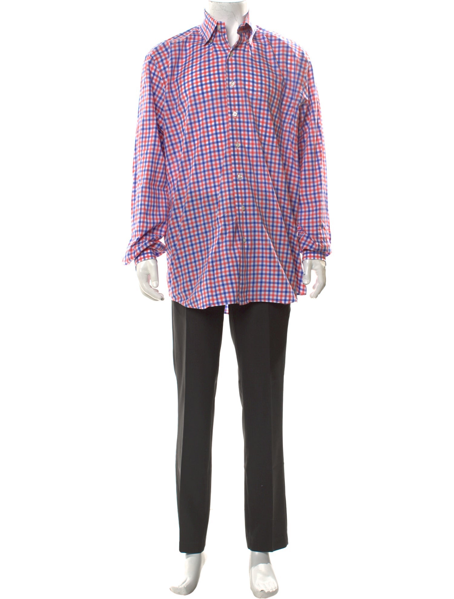 Paul Stuart Plaid Print Long Sleeve Dress Shirt