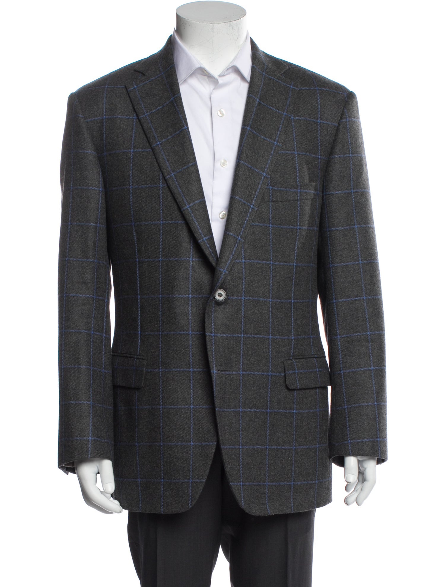 Paul Stuart Wool Plaid Print Two-Piece Blazer