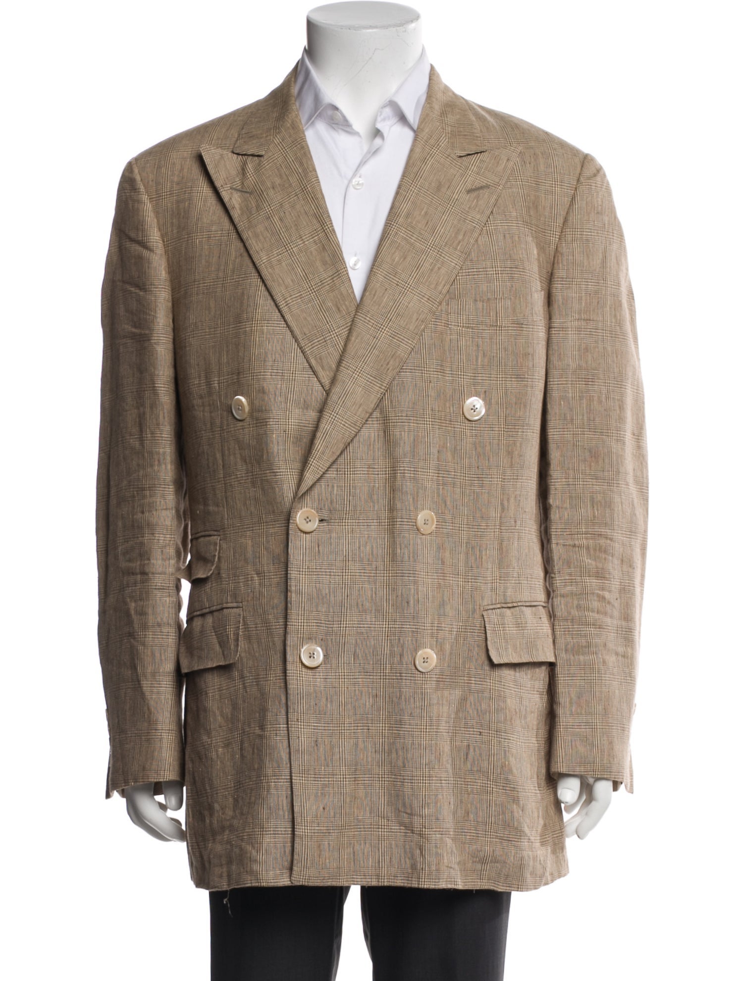 Paul Stuart Linen Plaid Print Blazer