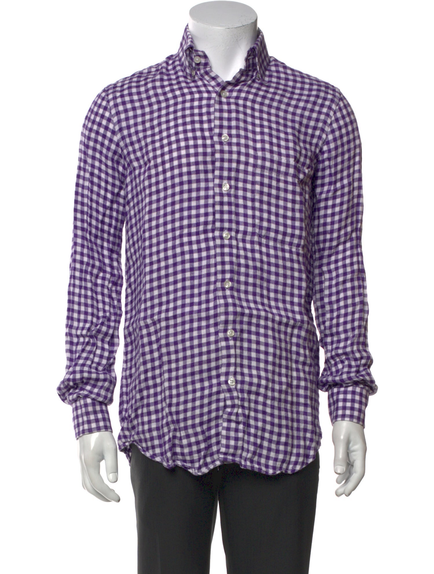 Paul Stuart Plaid Print Long Sleeve Dress Shirt
