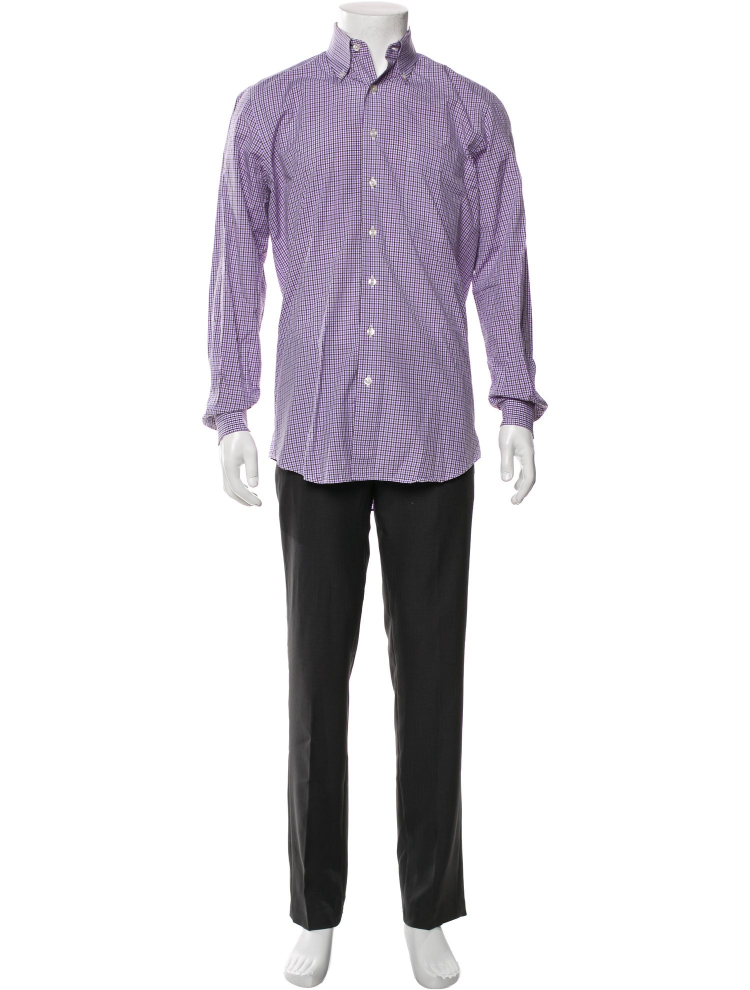 Paul Stuart Plaid Print Long Sleeve Dress Shirt