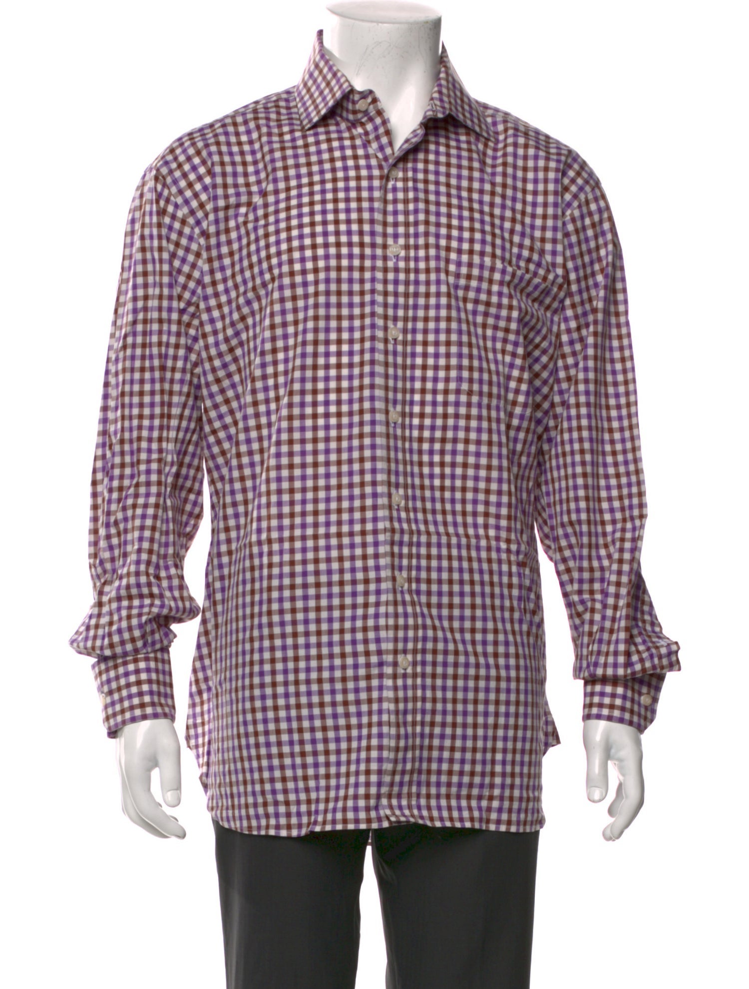 Paul Stuart Plaid Print Long Sleeve Dress Shirt