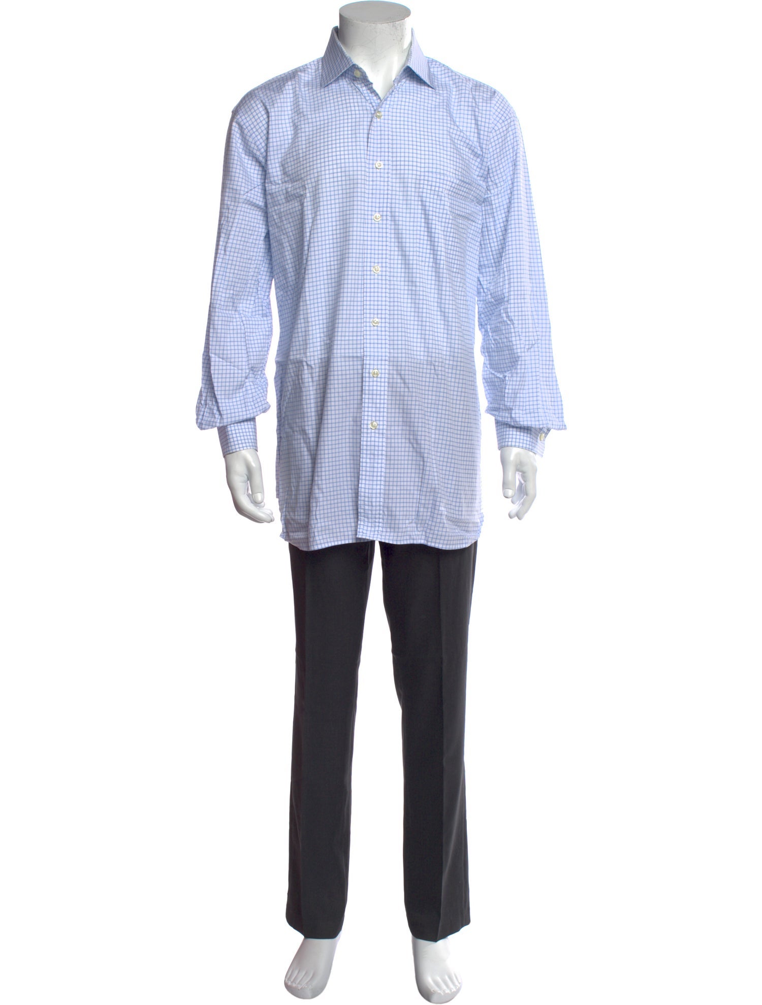 Paul Stuart Plaid Print Long Sleeve Dress Shirt