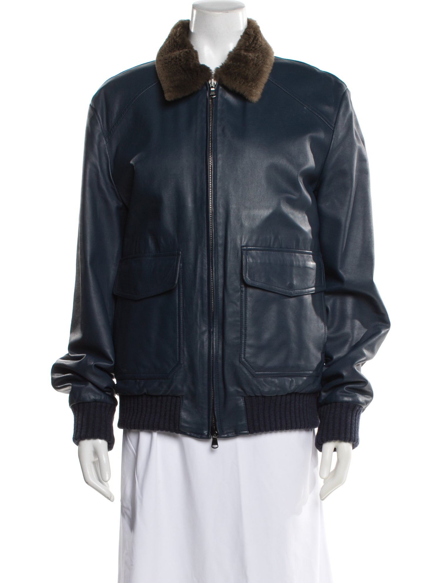 Paul Stuart Leather Bomber Jacket