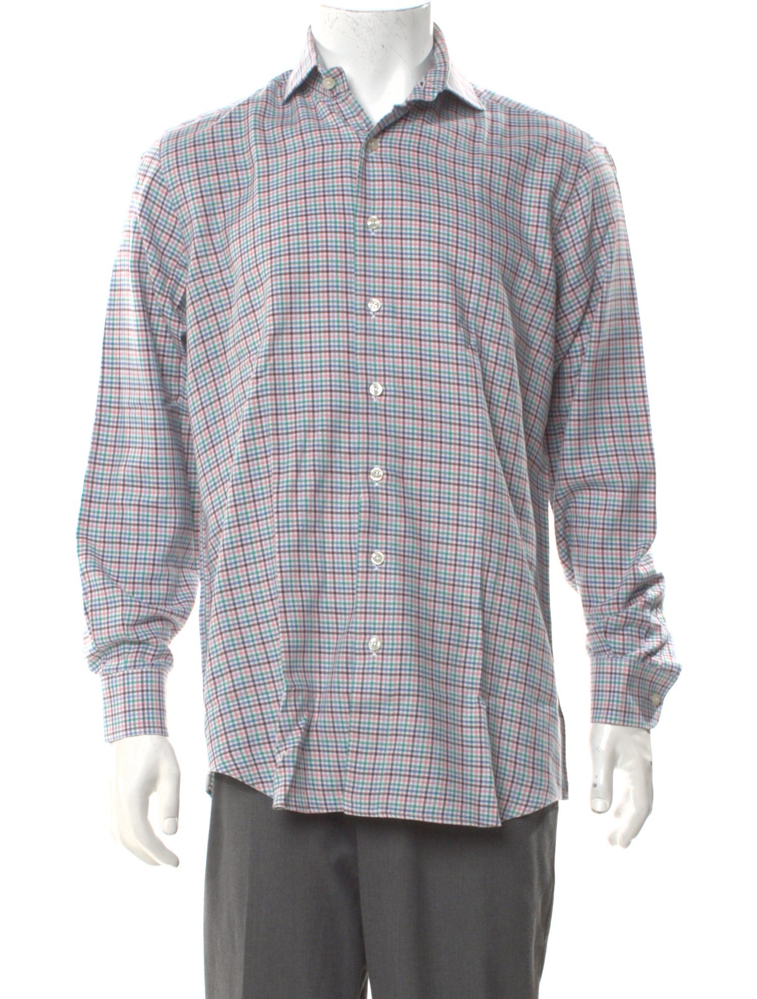 Paul Stuart Plaid Print Long Sleeve Shirt
