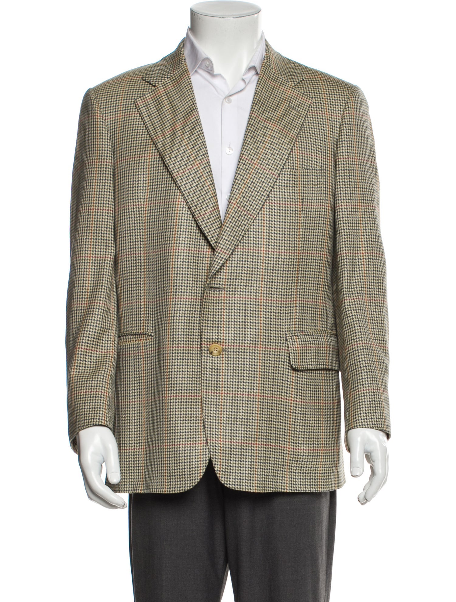 Paul Stuart Silk Houndstooth Print Moto Jacket