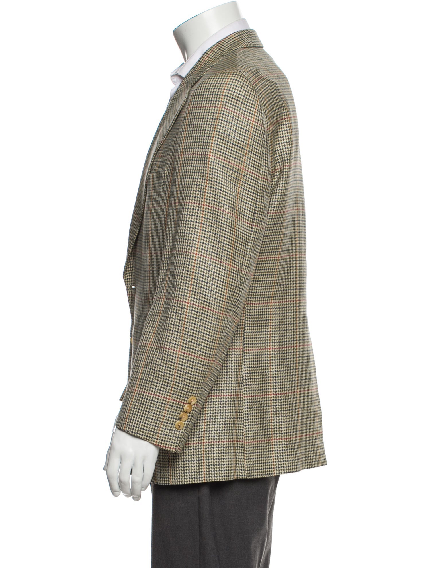 Paul Stuart Silk Houndstooth Print Moto Jacket