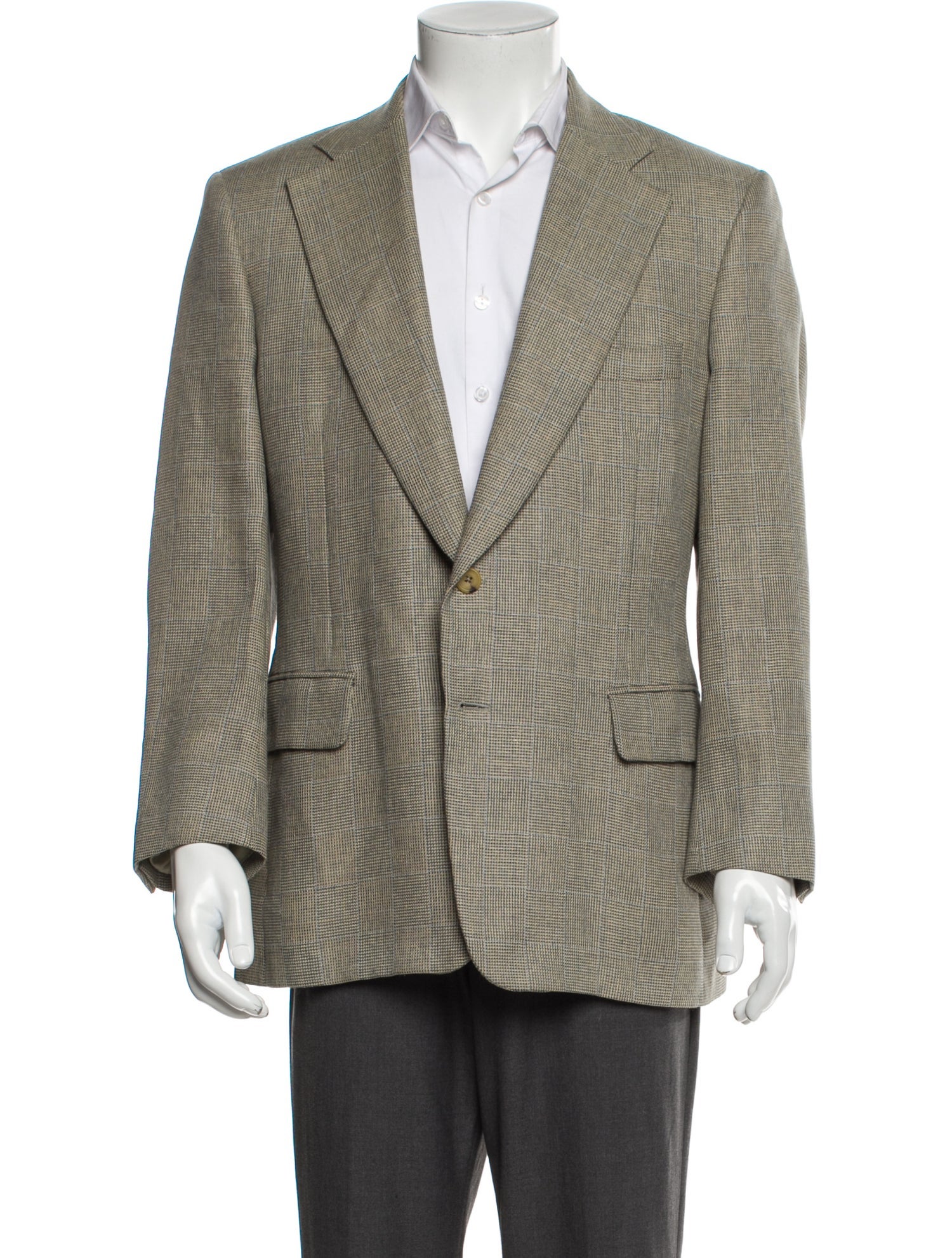 Paul Stuart Silk Plaid Print Peacoat