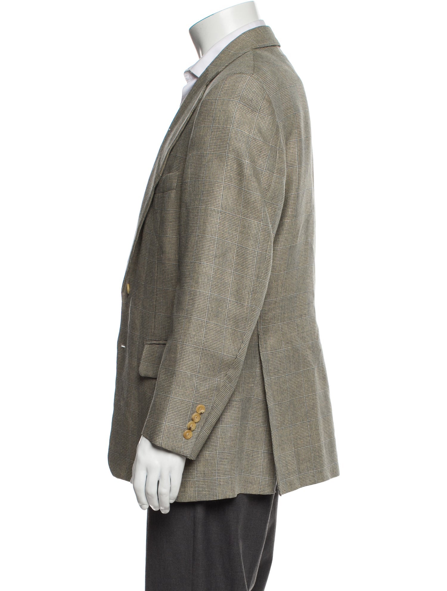 Paul Stuart Silk Plaid Print Peacoat