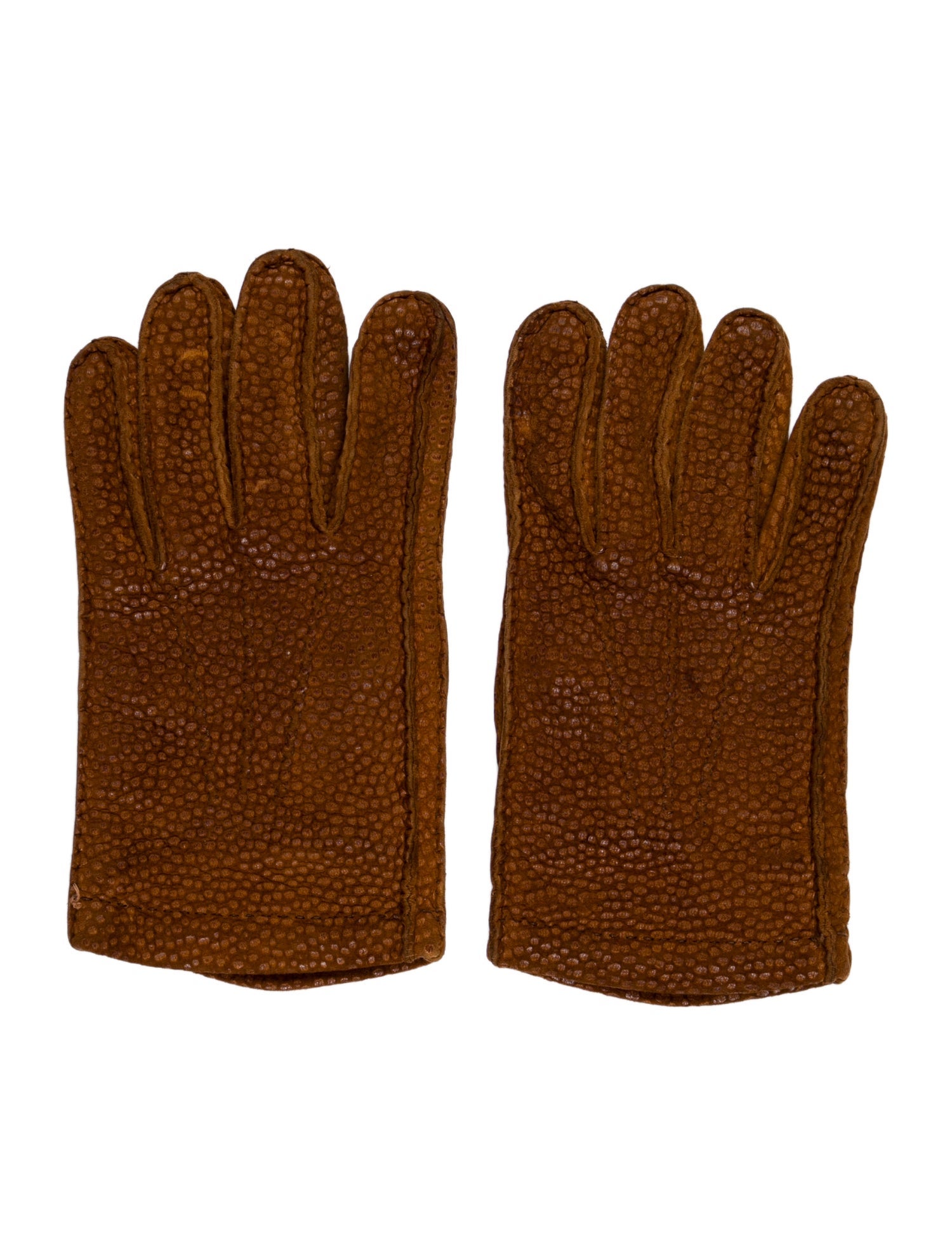 Paul Stuart Brown Faux Leather Mittens, W. Tags