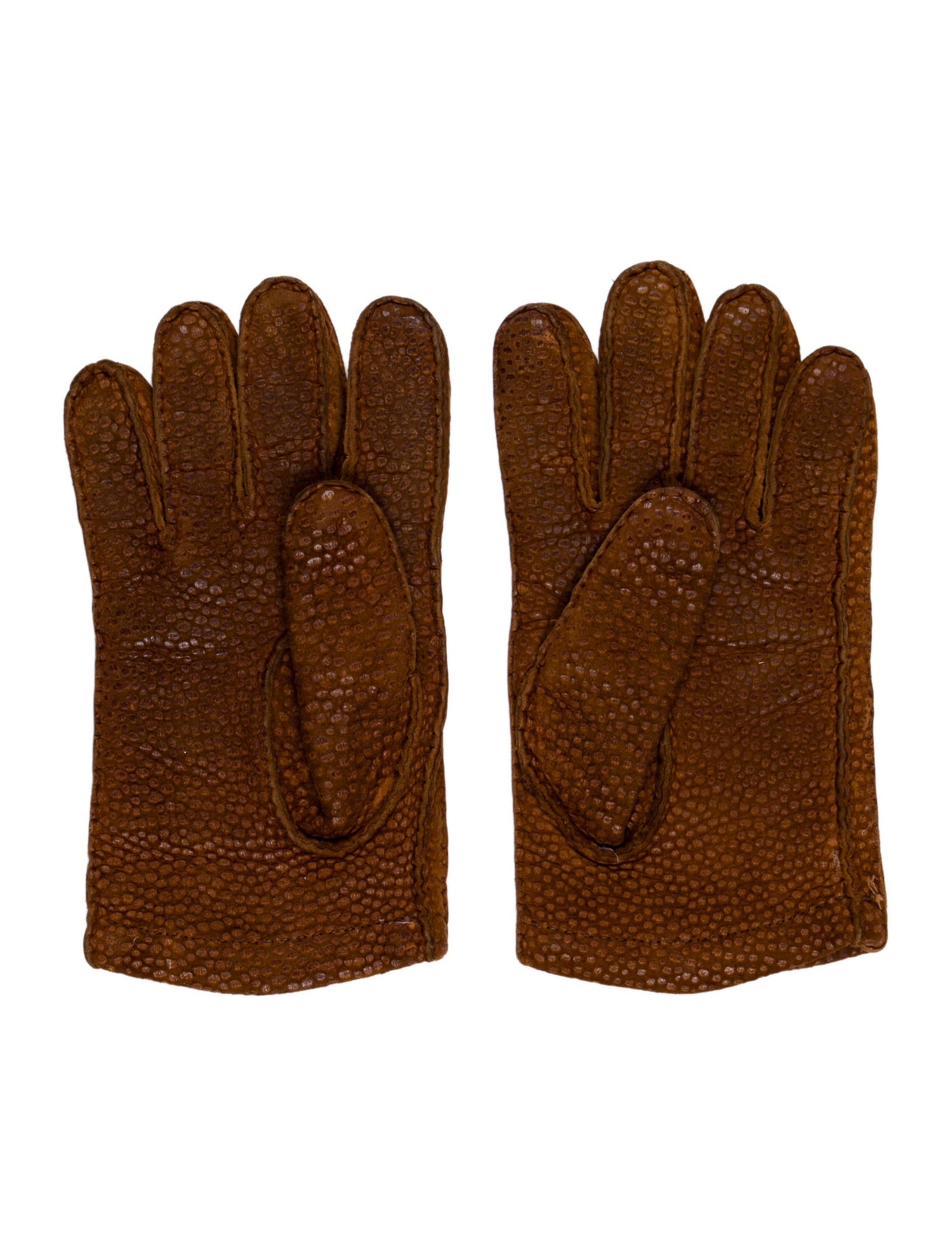 Paul Stuart Brown Faux Leather Mittens, W. Tags