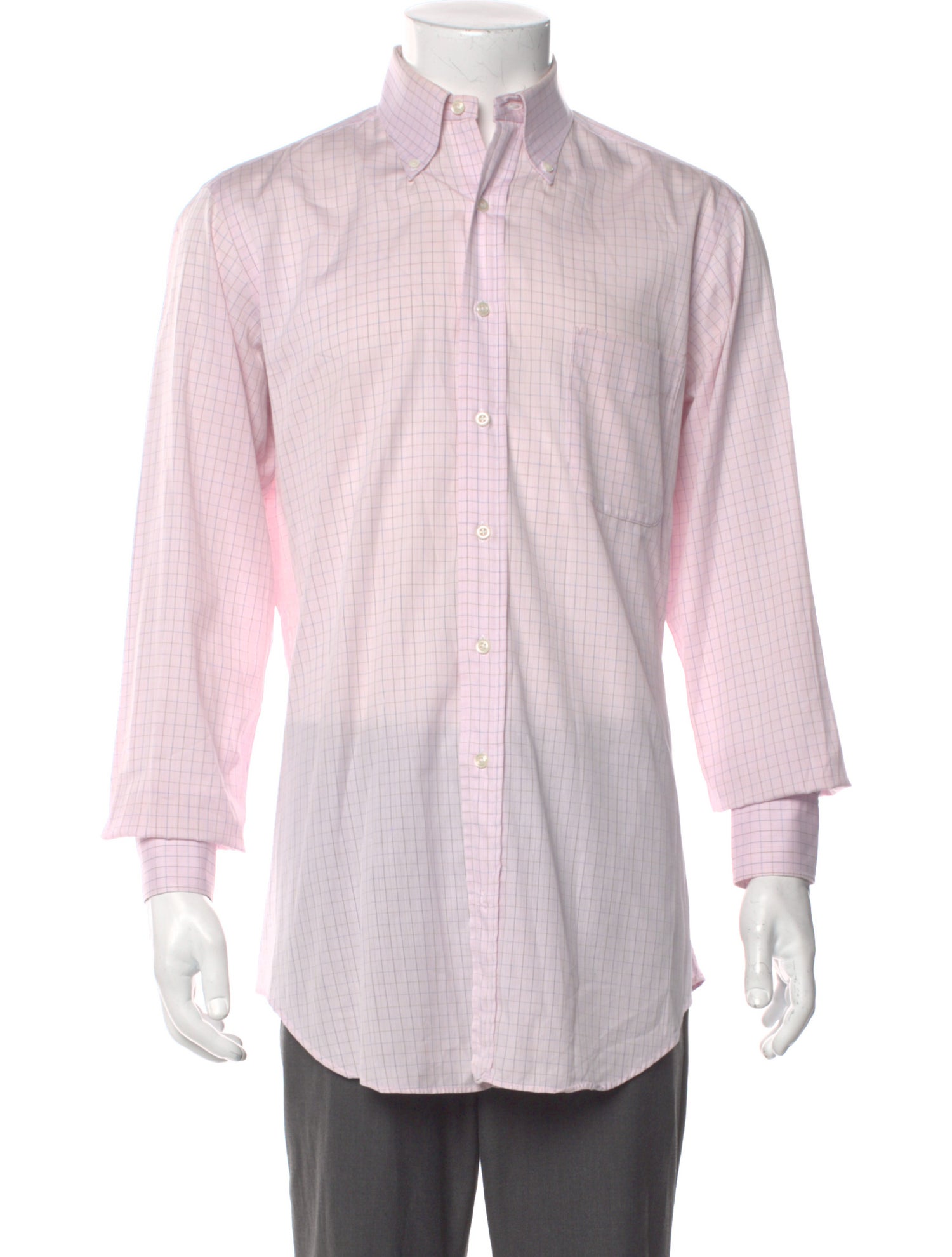 Paul Stuart Plaid Print Long Sleeve Dress Shirt