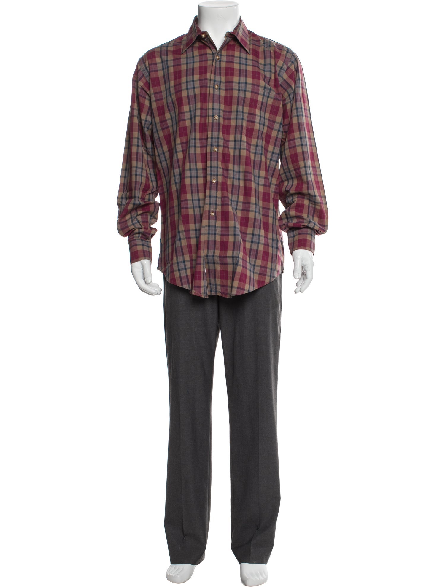 Paul Stuart Plaid Print Long Sleeve Shirt