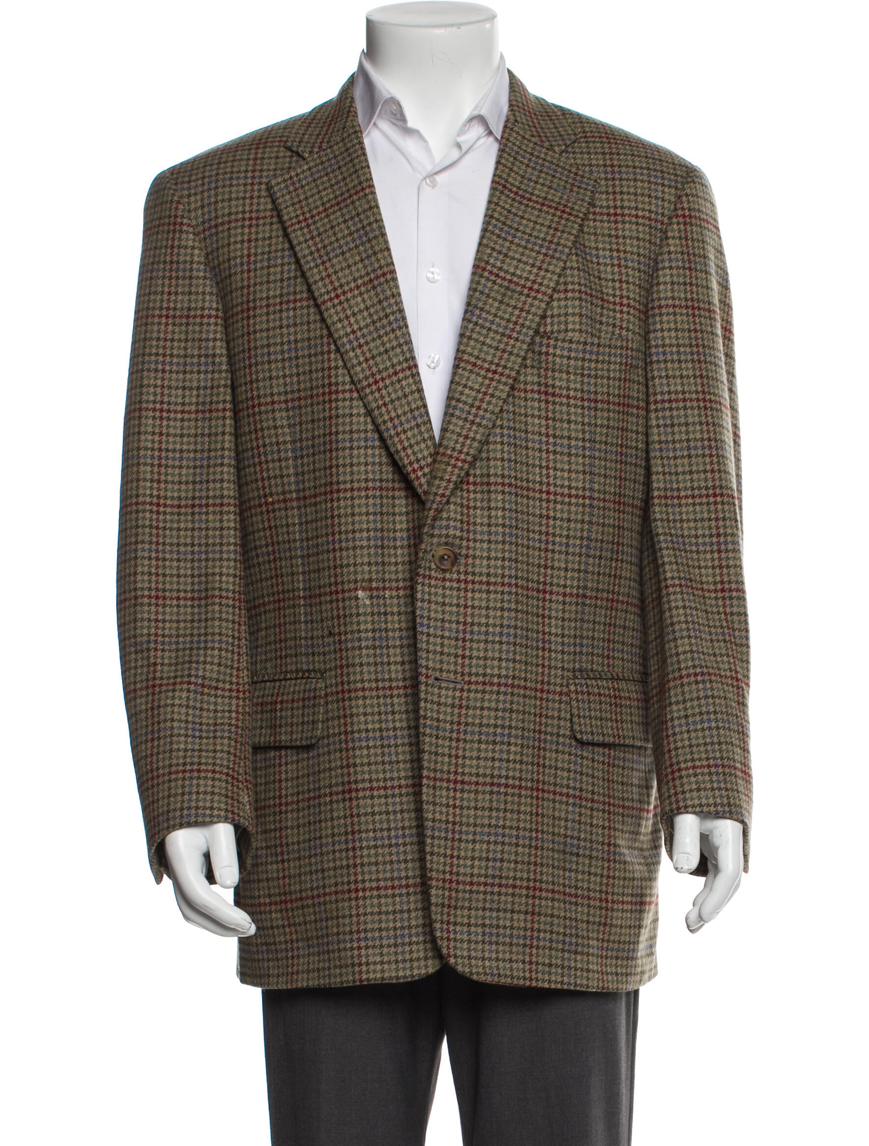 Paul Stuart Cashmere Plaid Print Peacoat