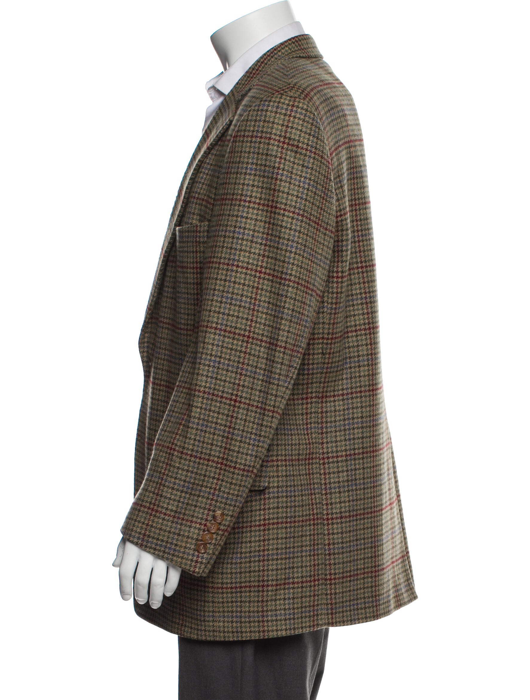 Paul Stuart Cashmere Plaid Print Peacoat