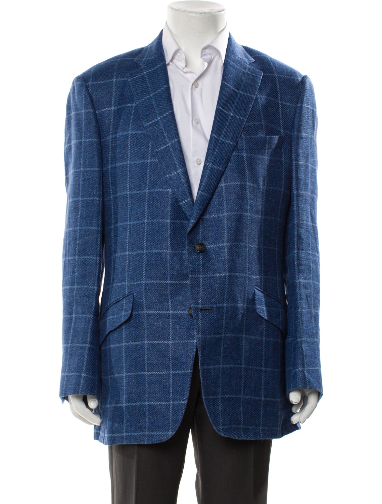 Paul Stuart Cashmere Plaid Print Blazer