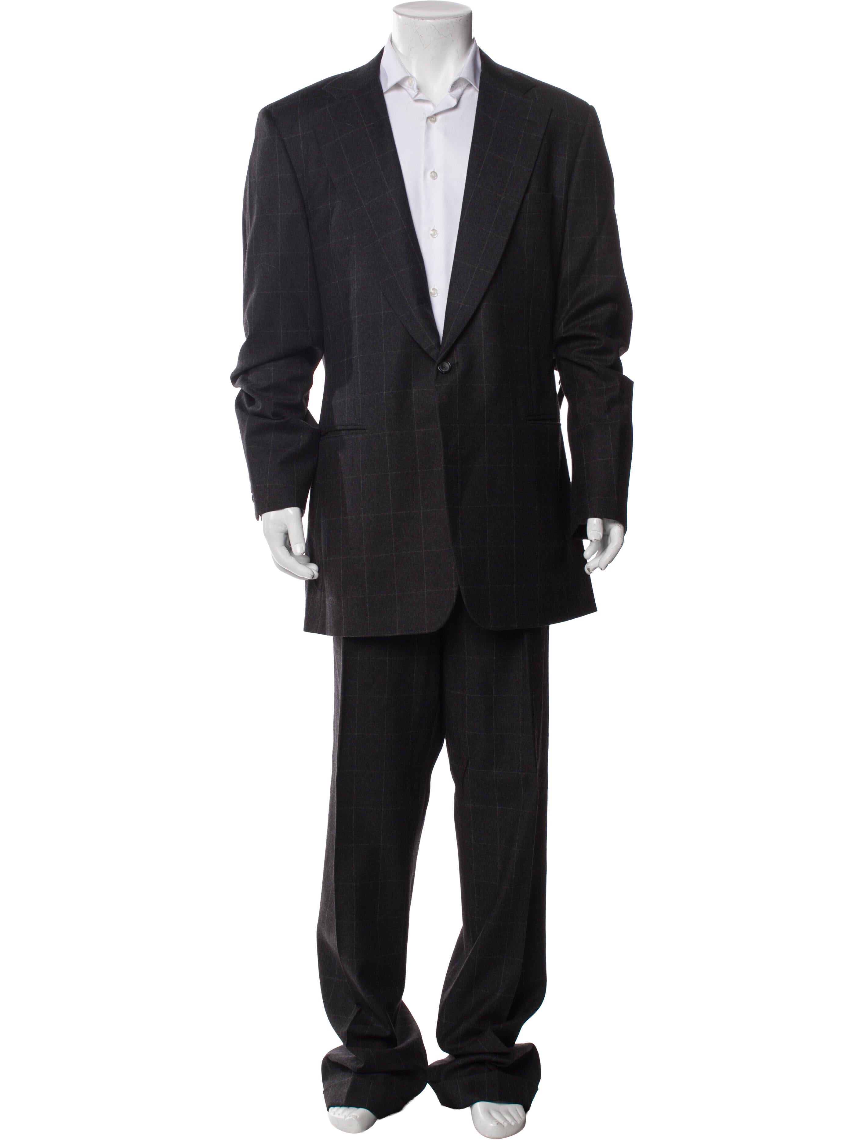 Paul Stuart Wool Plaid Print Two-Piece Suit