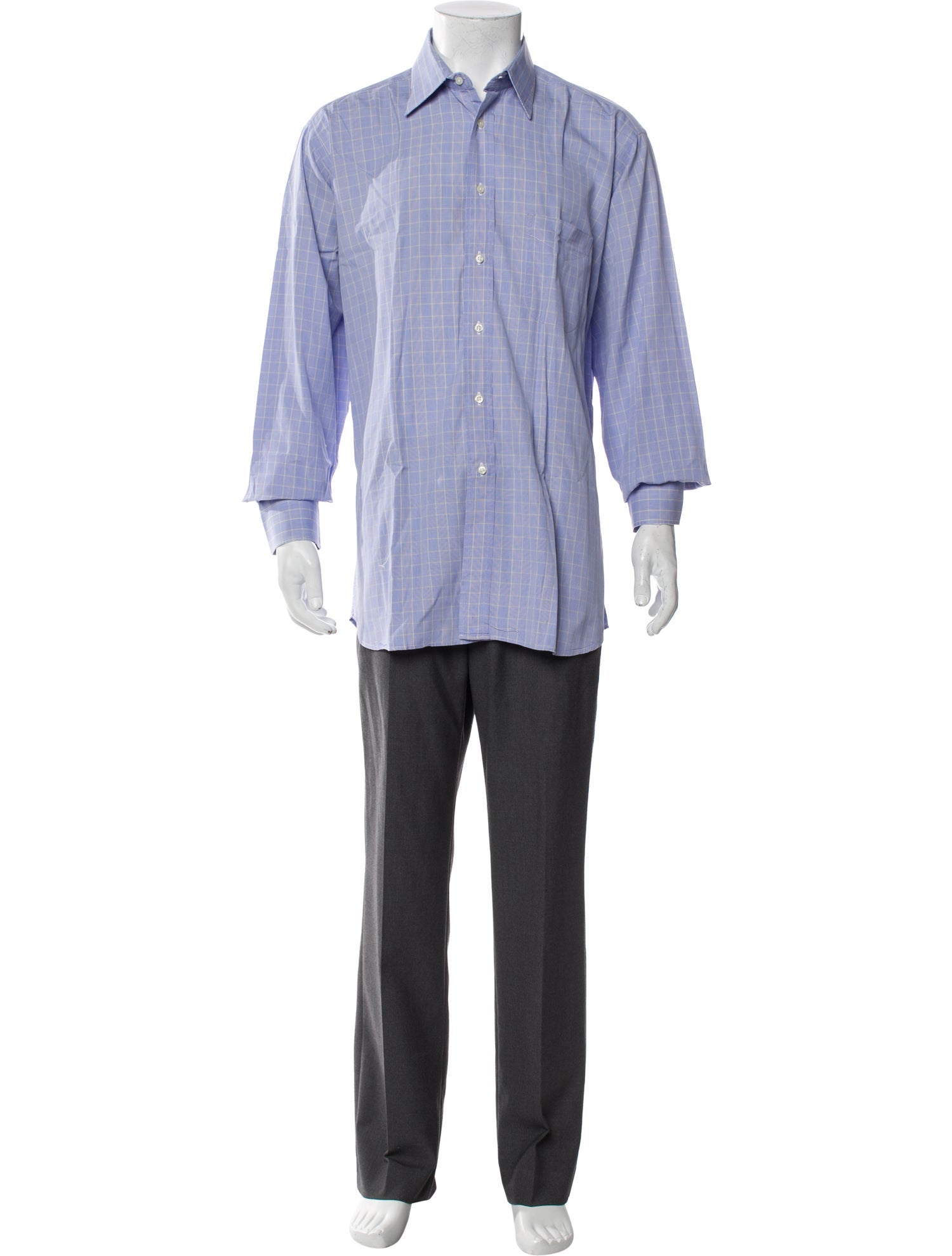 Paul Stuart Plaid Print Long Sleeve Dress Shirt