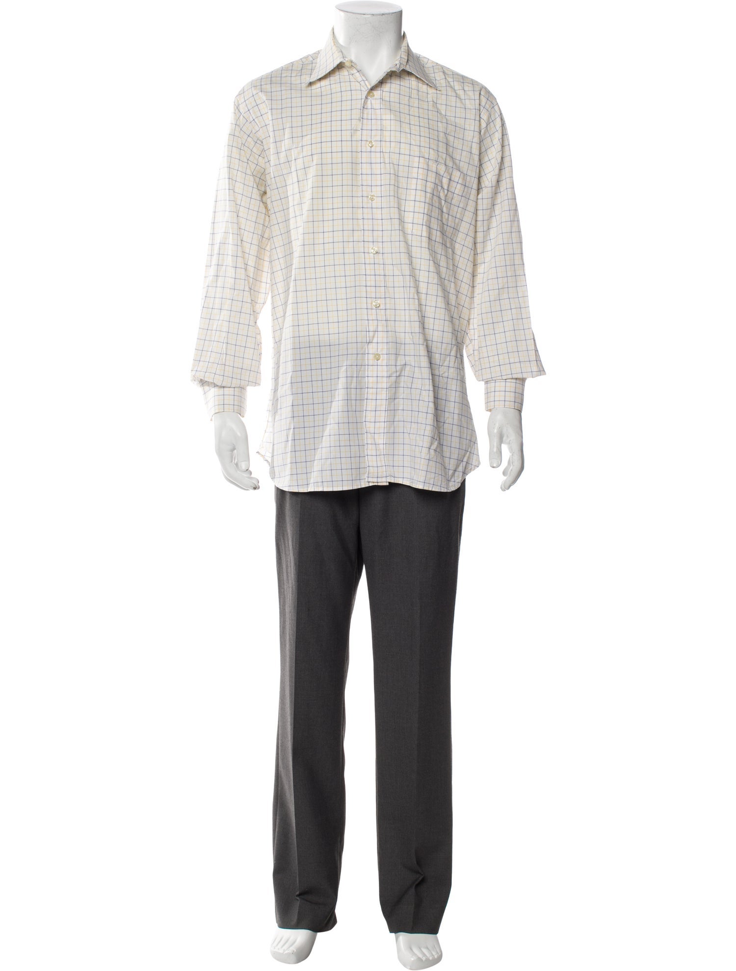 Paul Stuart Plaid Print Long Sleeve Dress Shirt