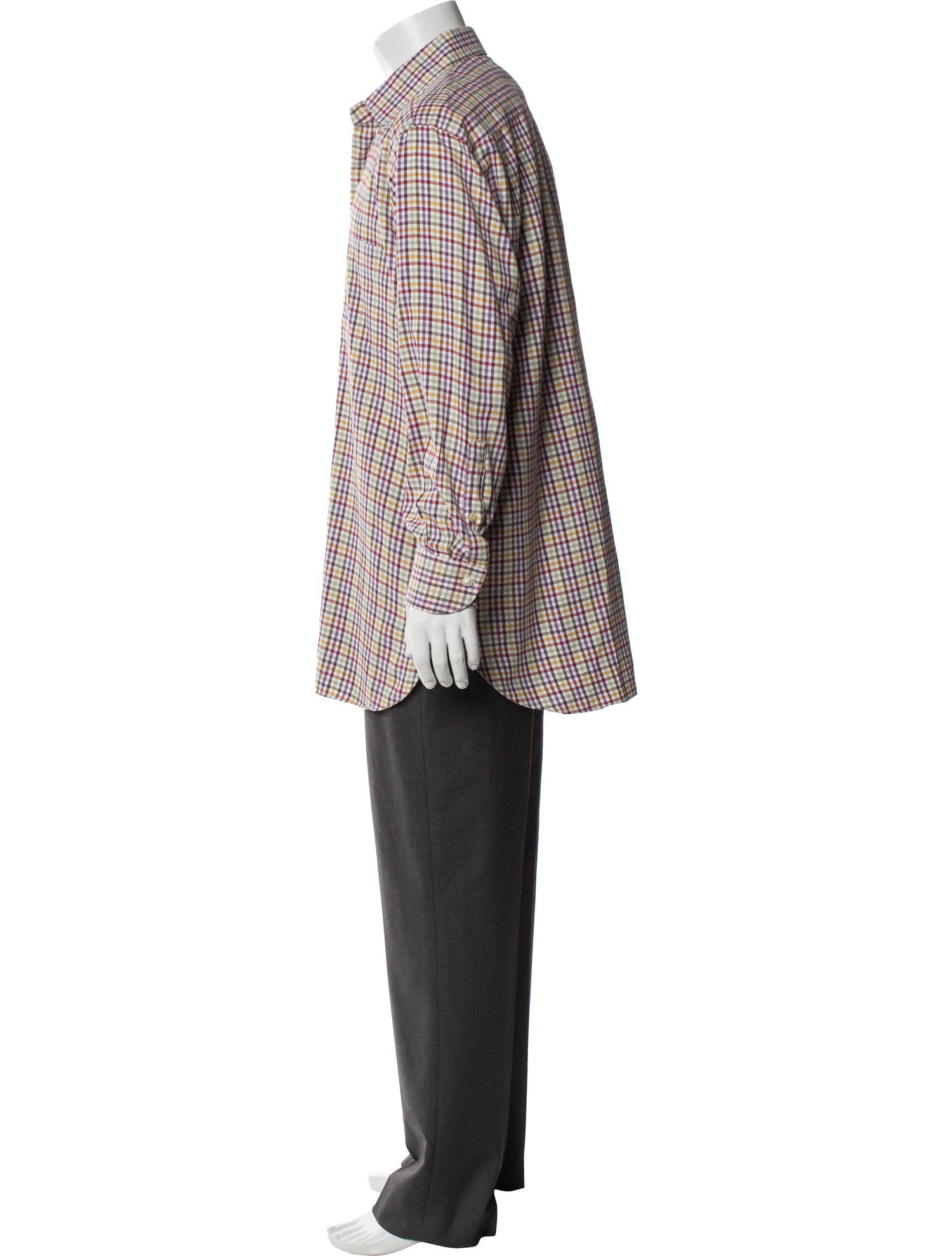 Paul Stuart Plaid Print Long Sleeve Dress Shirt