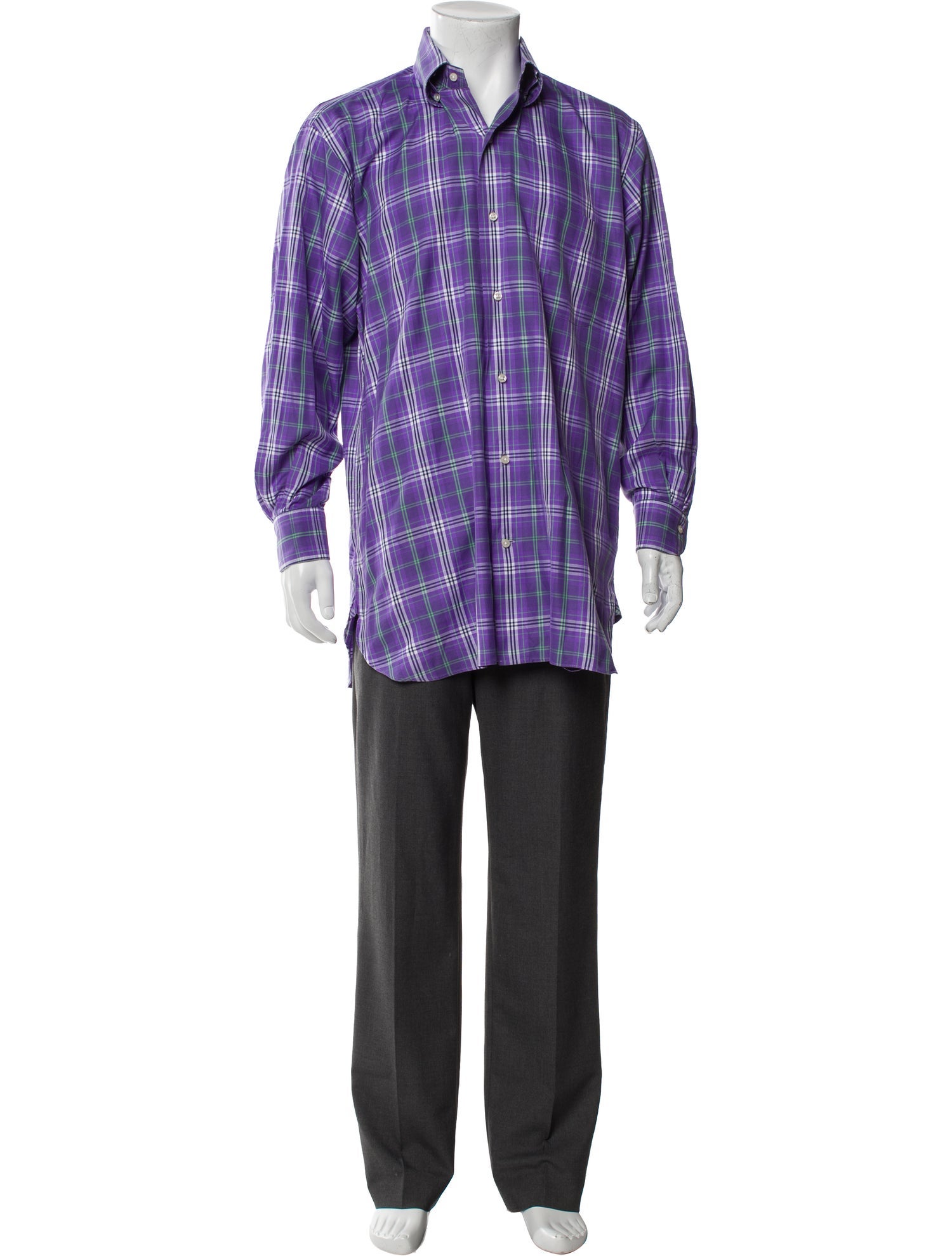 Paul Stuart Plaid Print Long Sleeve Shirt