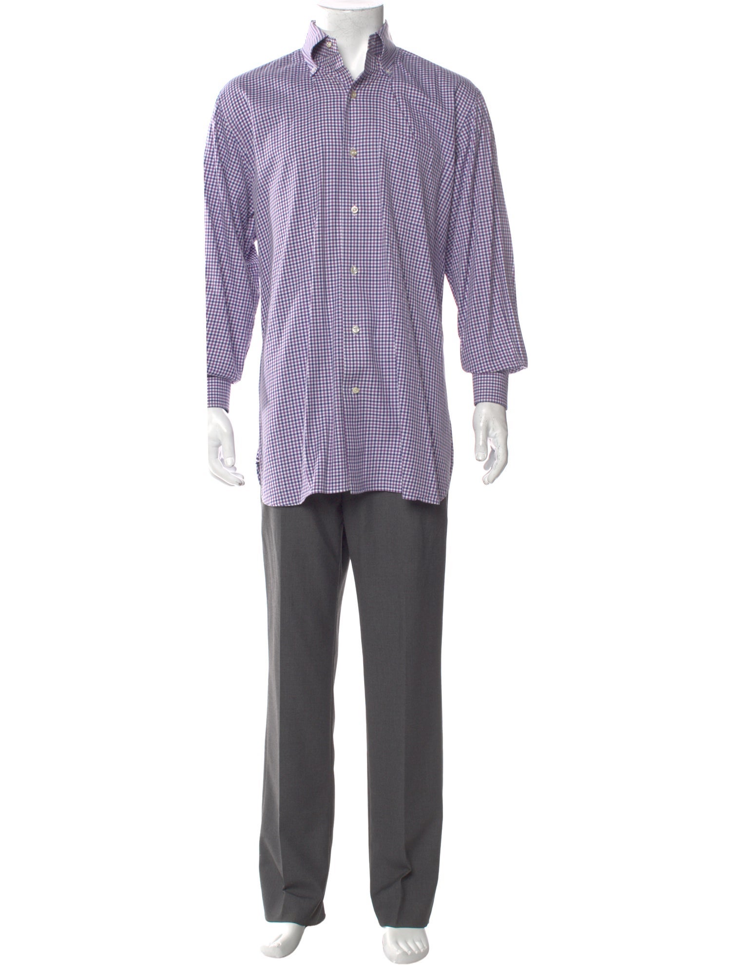 Paul Stuart Plaid Print Long Sleeve Dress Shirt