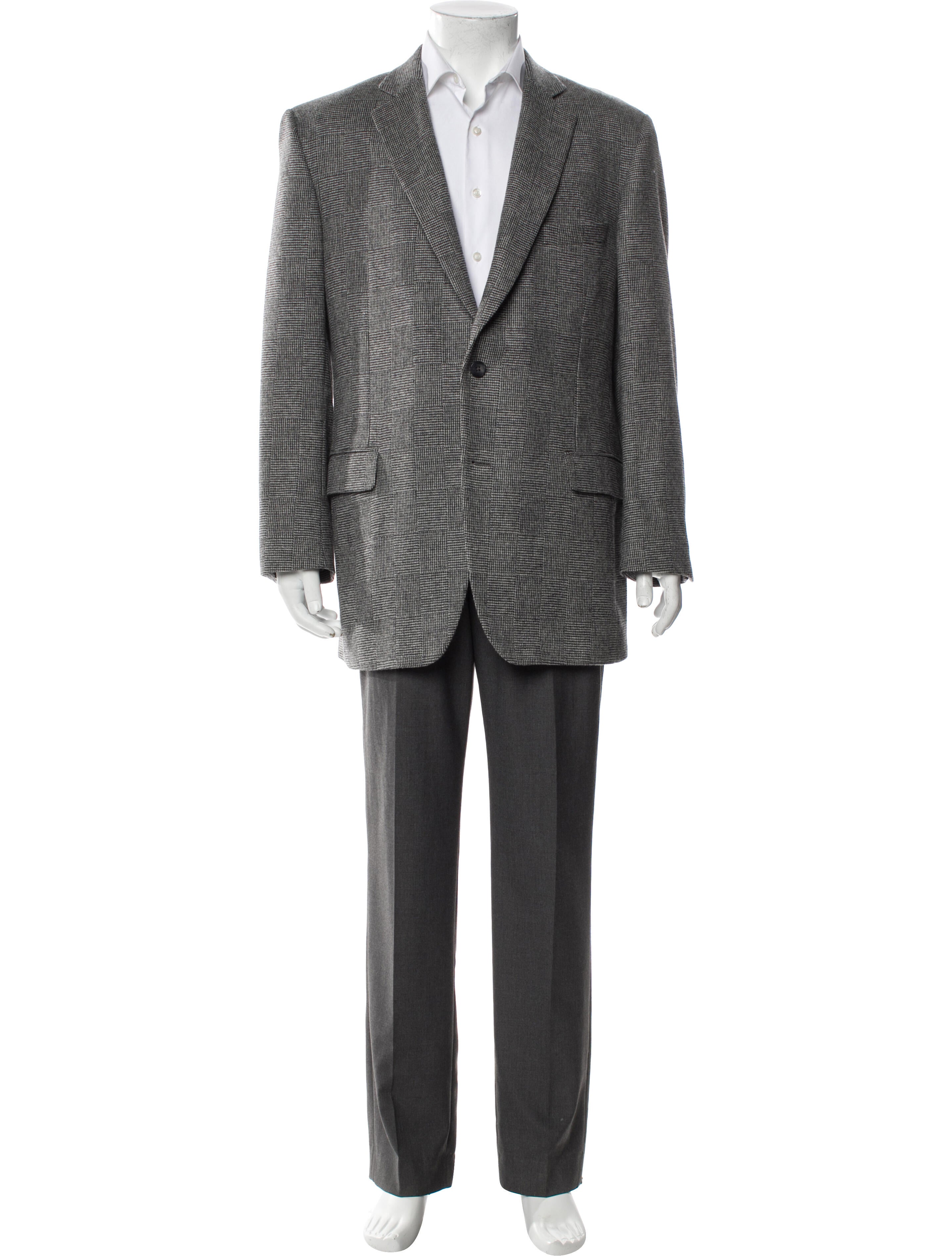 Paul Stuart Wool Plaid Print Blazer