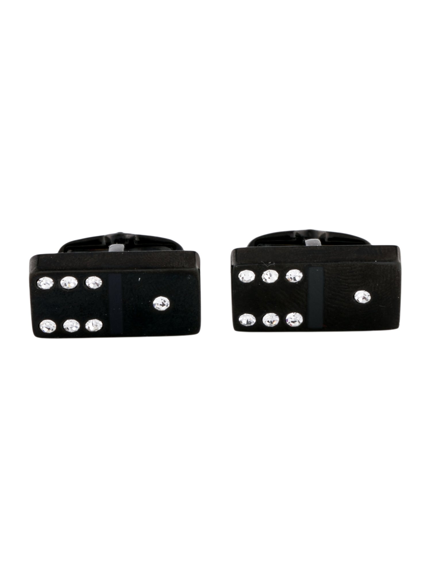 Paul Stuart Crystal & Enamel Domino Cufflinks