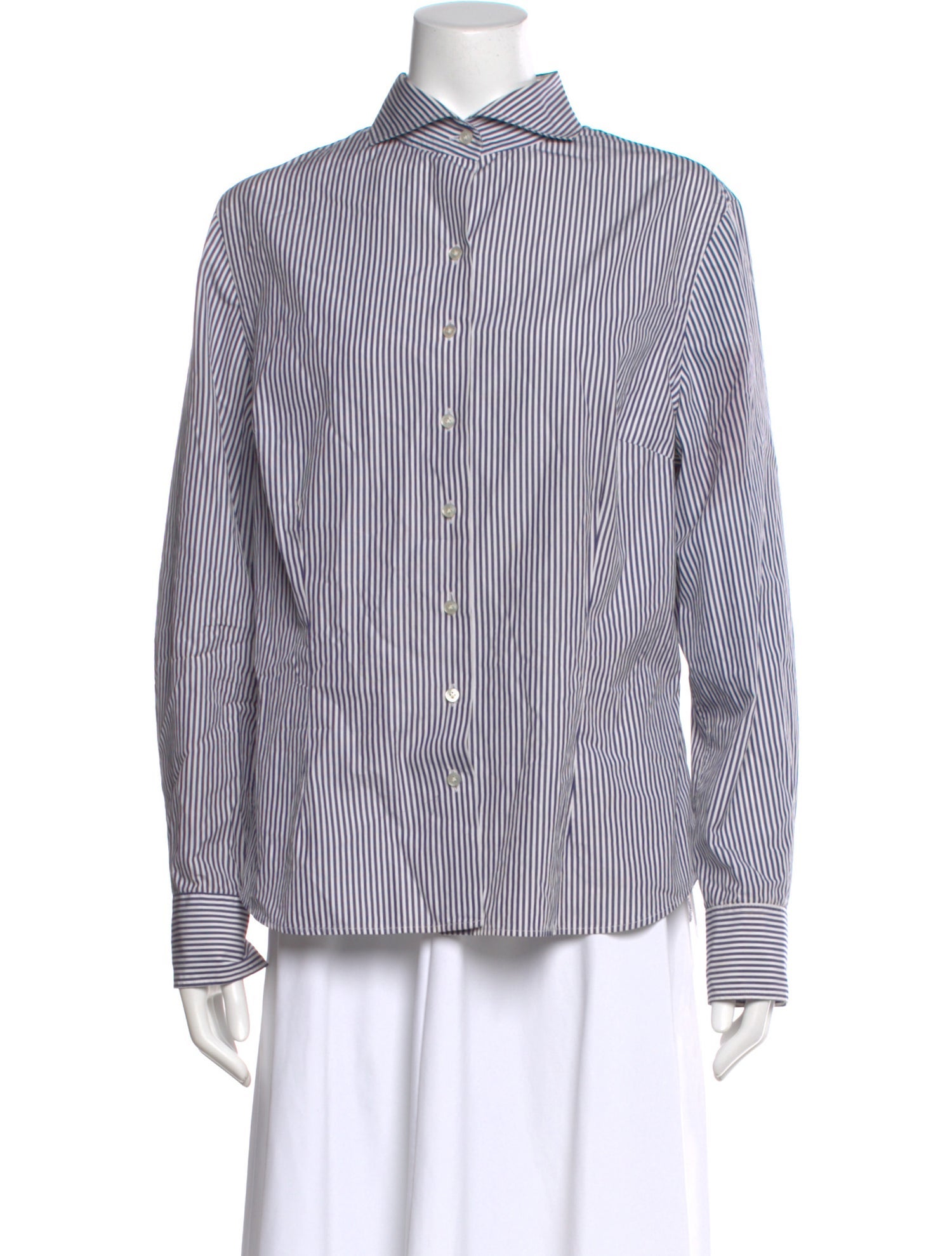 Paul Stuart Striped Long Sleeve Button-Up Top