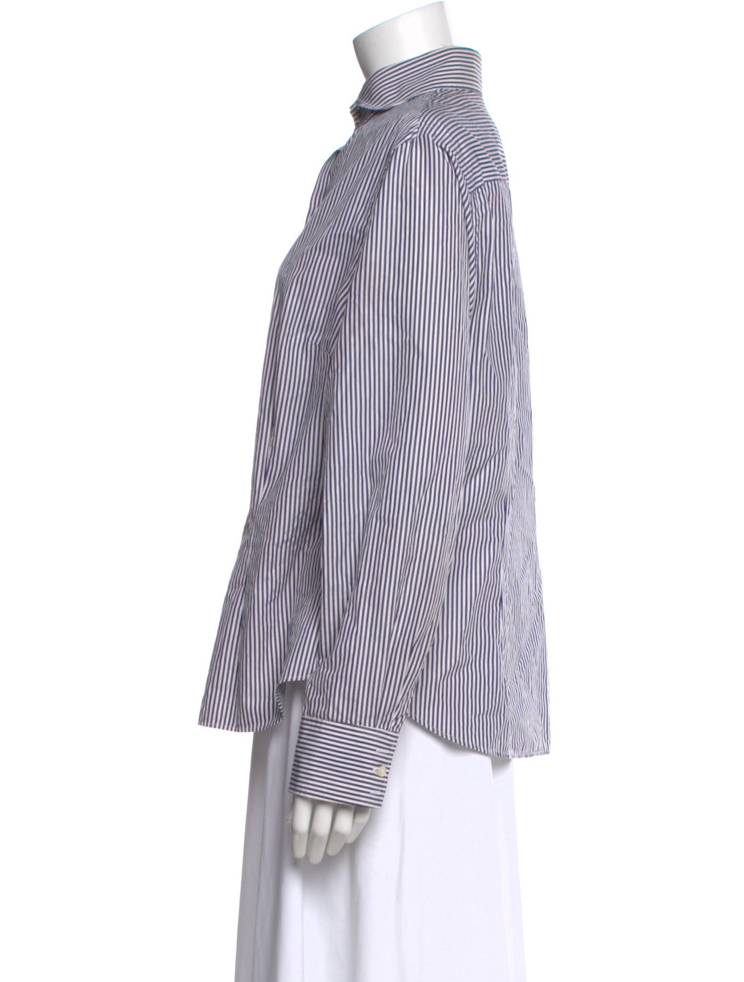 Paul Stuart Striped Long Sleeve Button-Up Top