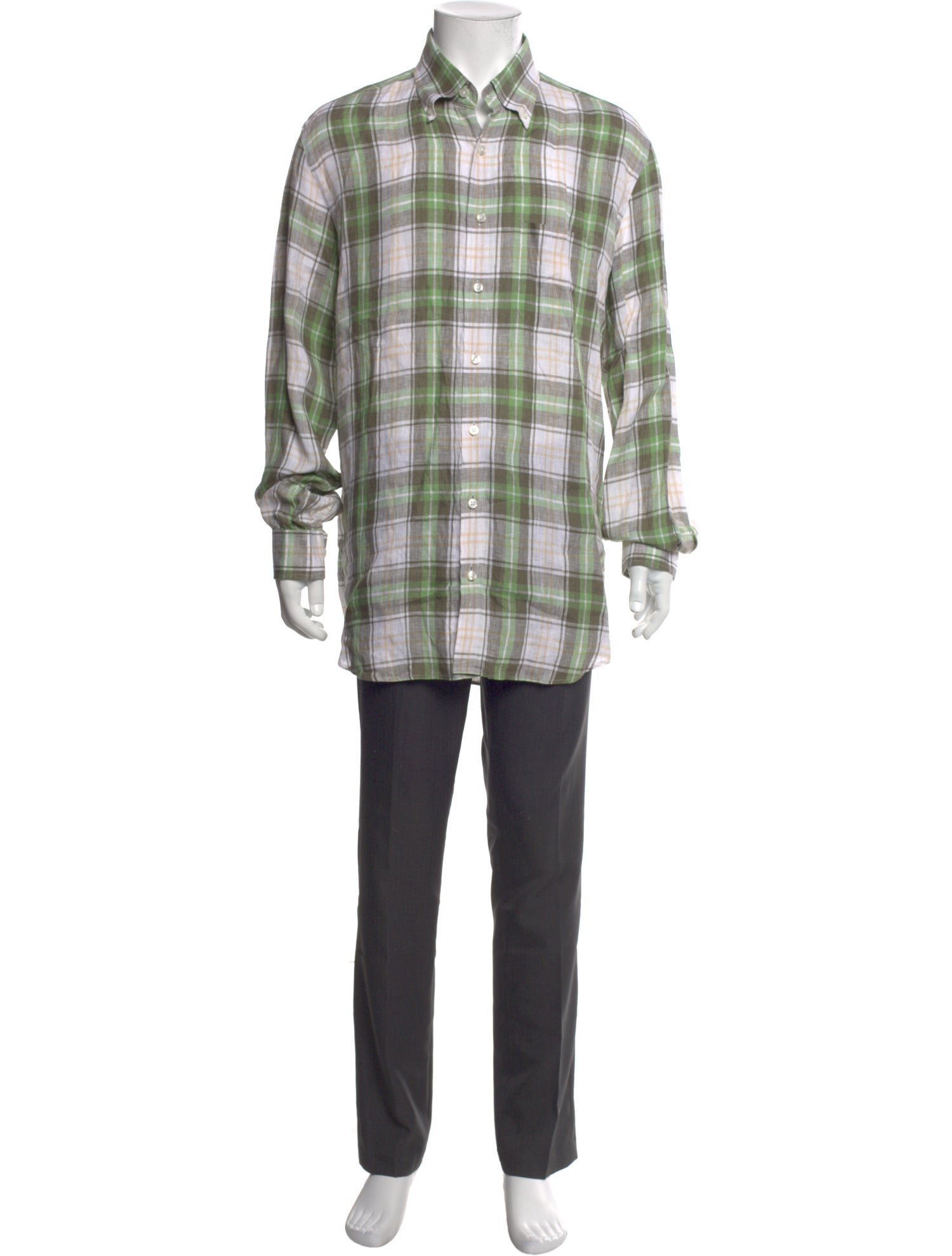 Paul Stuart Plaid Print Long Sleeve Shirt