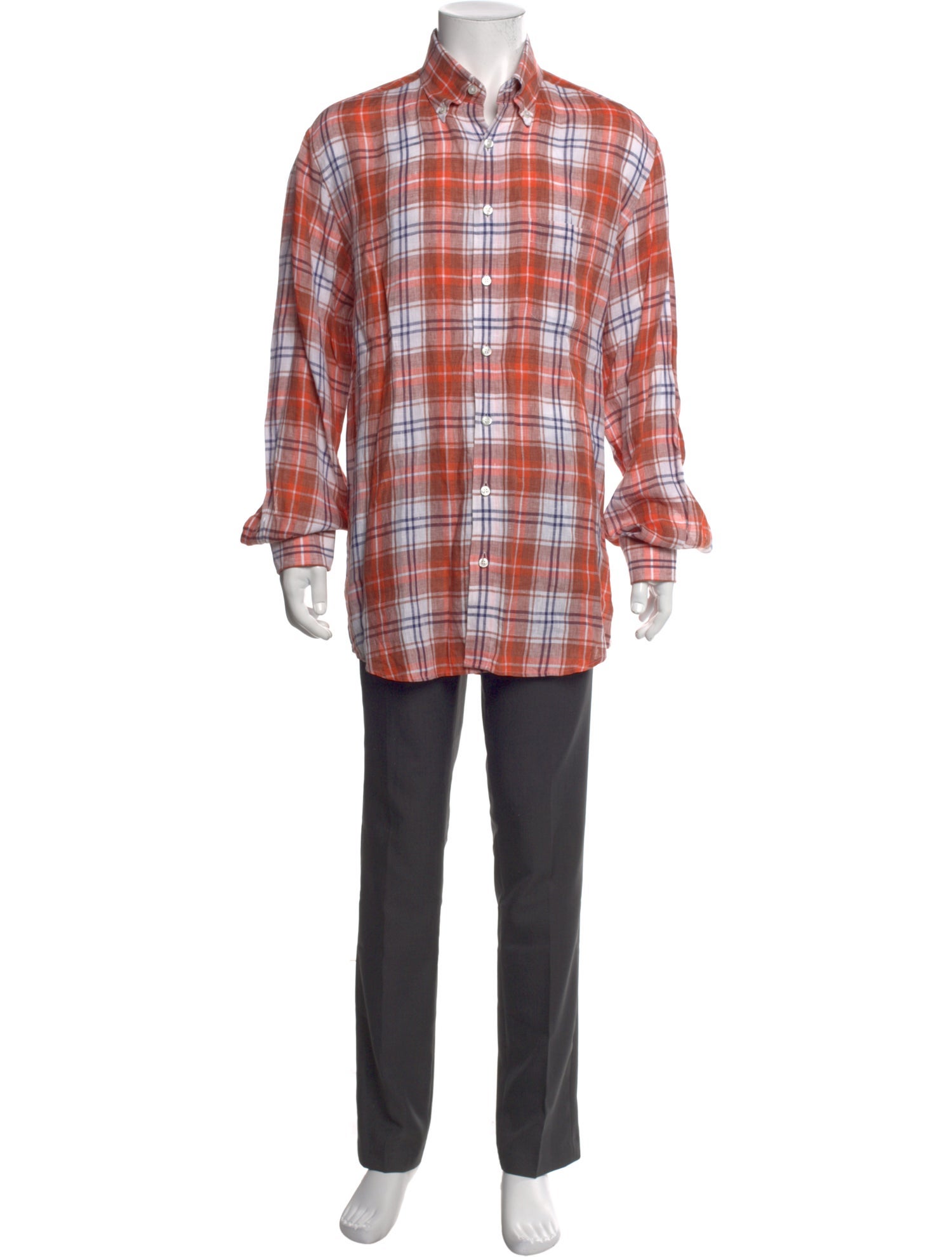 Paul Stuart Plaid Print Long Sleeve Shirt