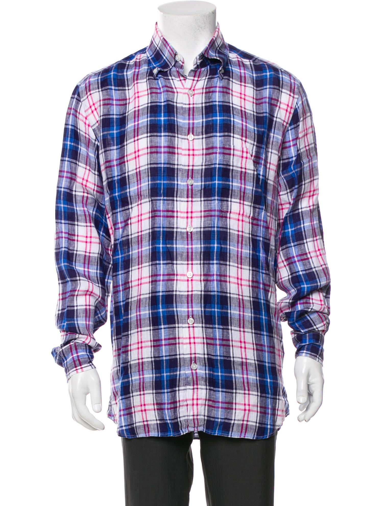 Paul Stuart Plaid Print Long Sleeve Shirt