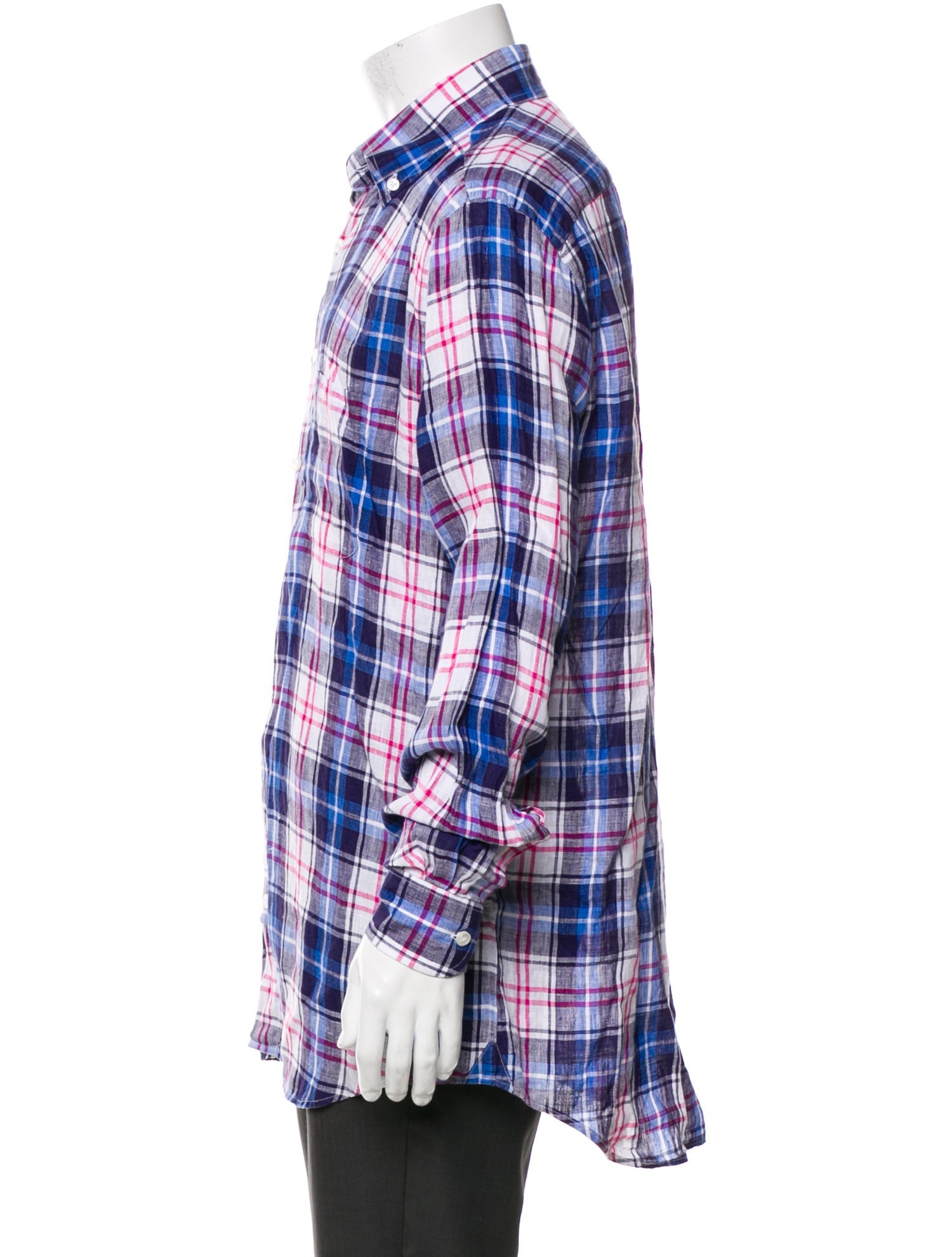 Paul Stuart Plaid Print Long Sleeve Shirt