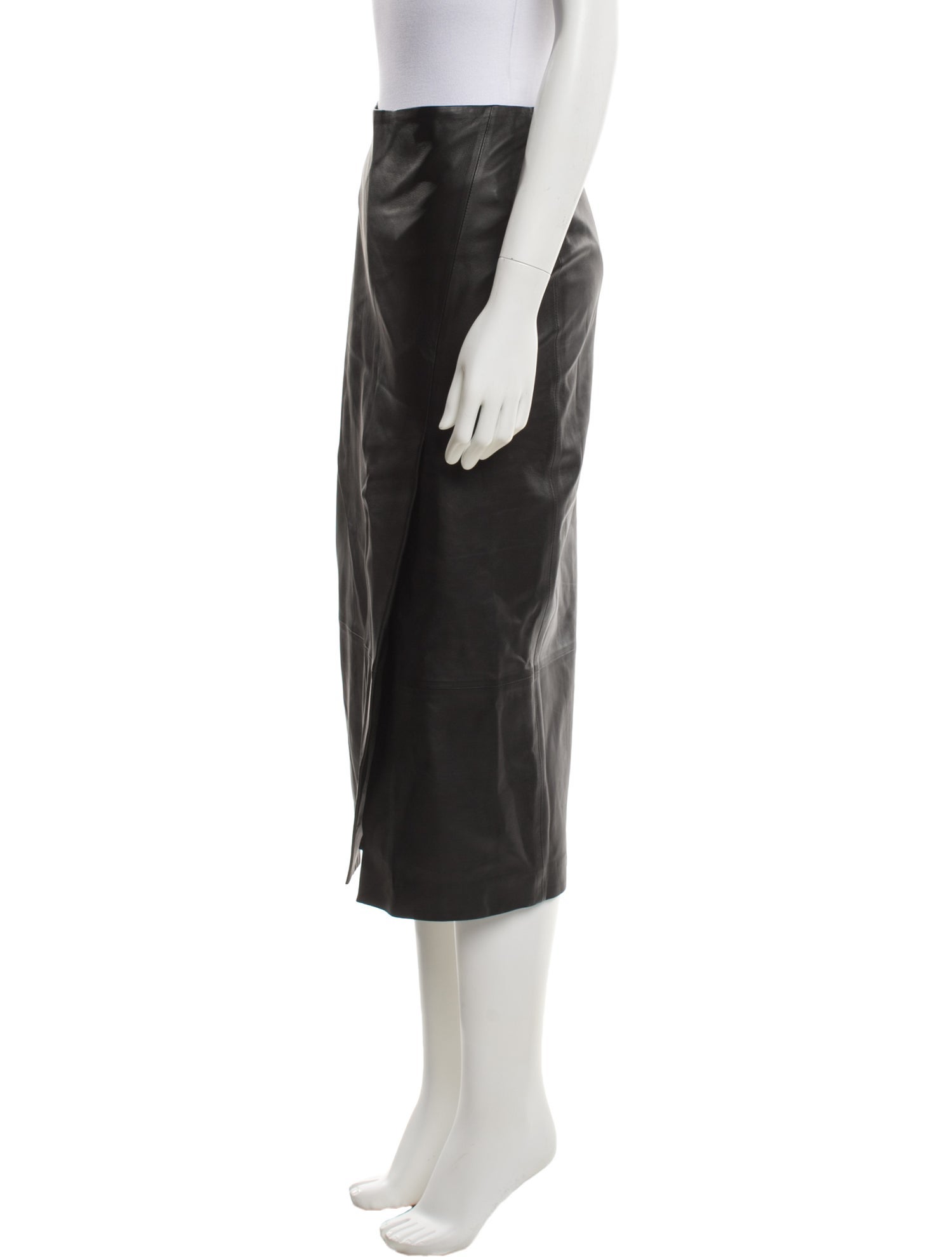 Paul Stuart Lamb Leather Midi Length Skirt w/ Tags