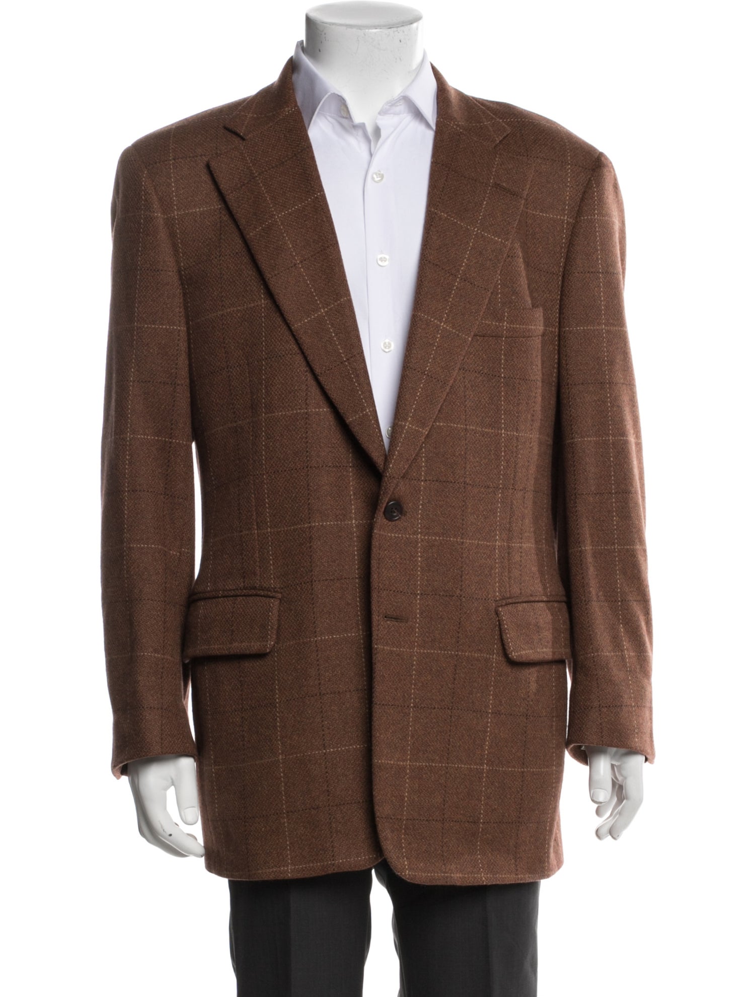Paul Stuart Cashmere Plaid Print Blazer