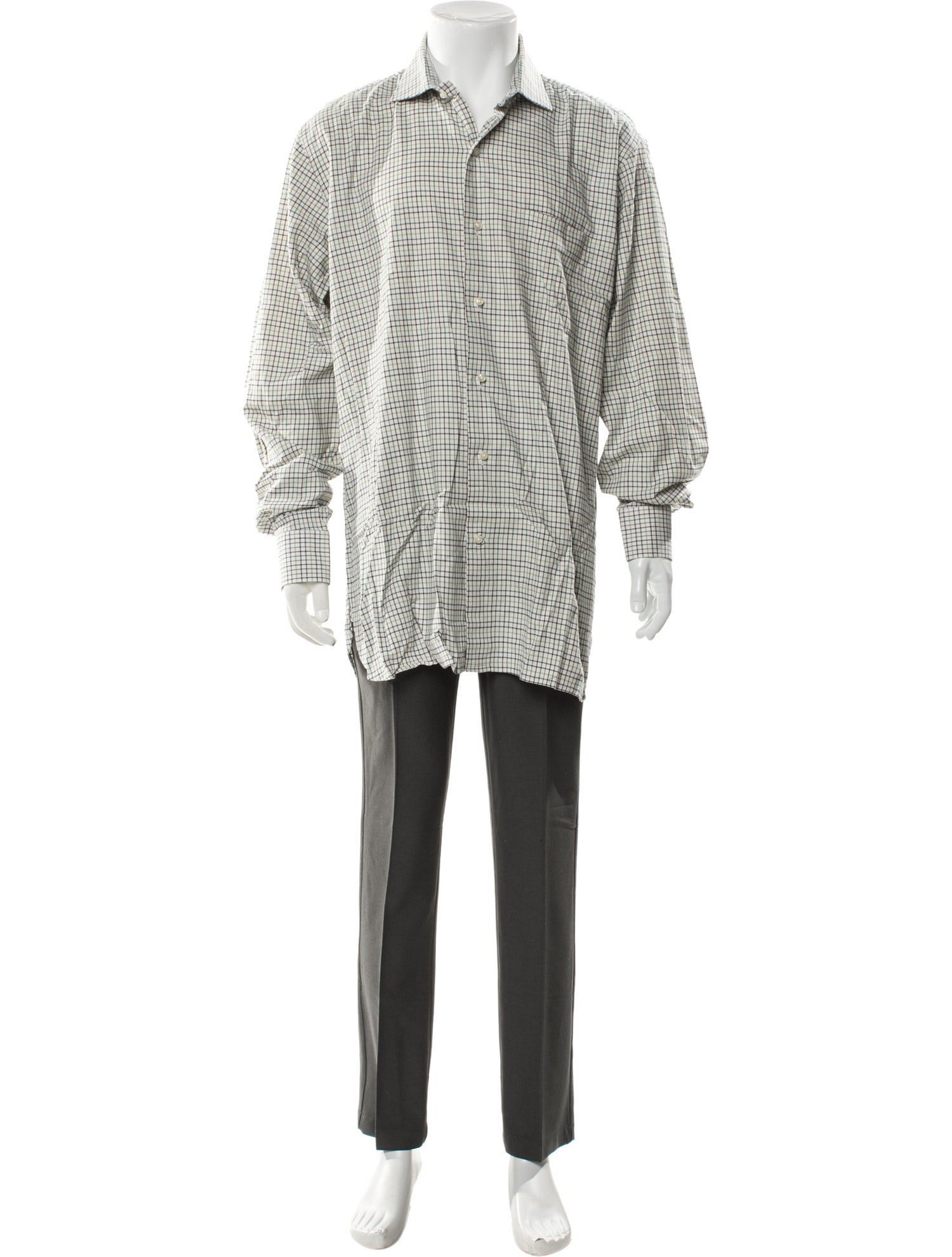 Paul Stuart Plaid Print Long Sleeve Dress Shirt