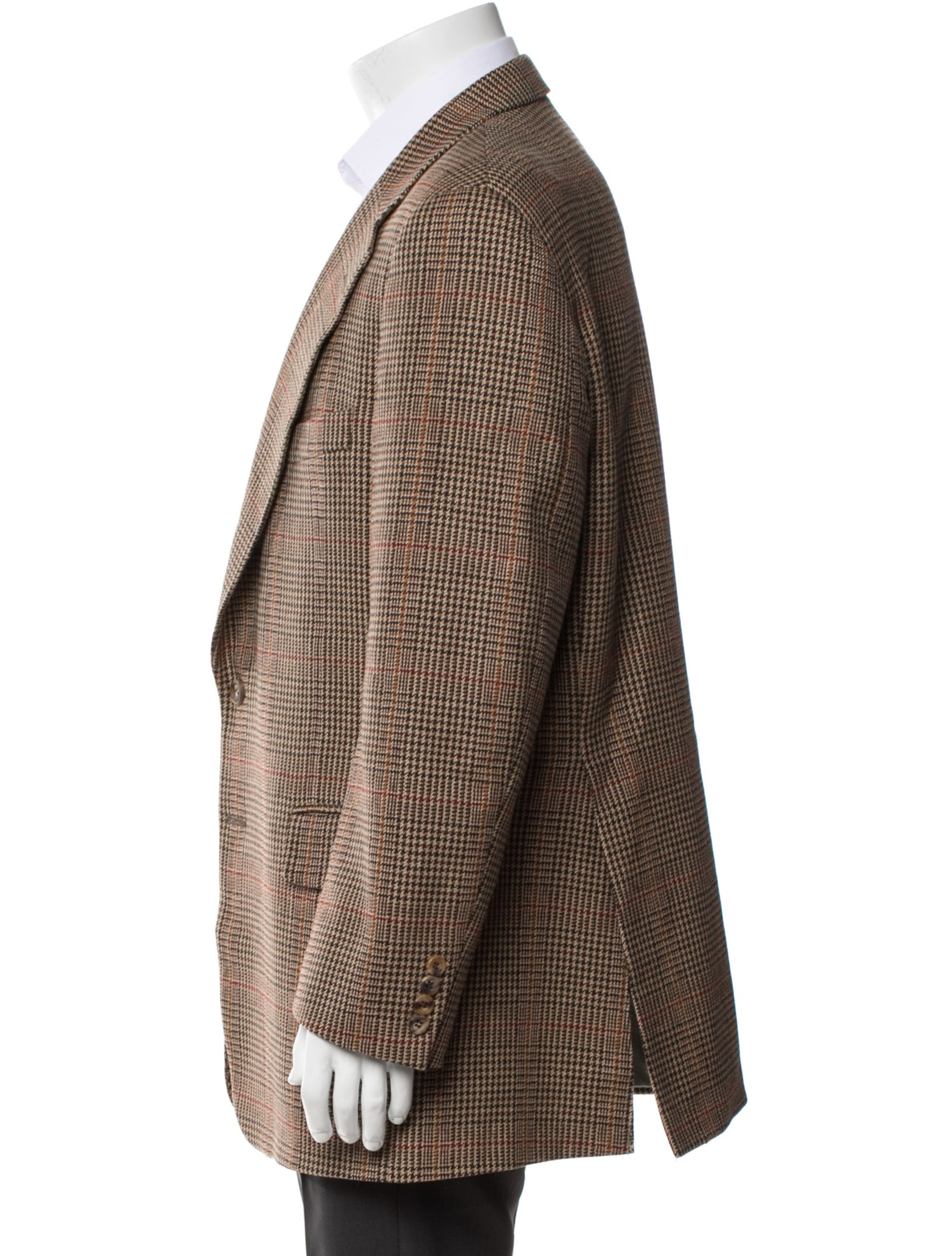Wool Houndstooth Print Blazer