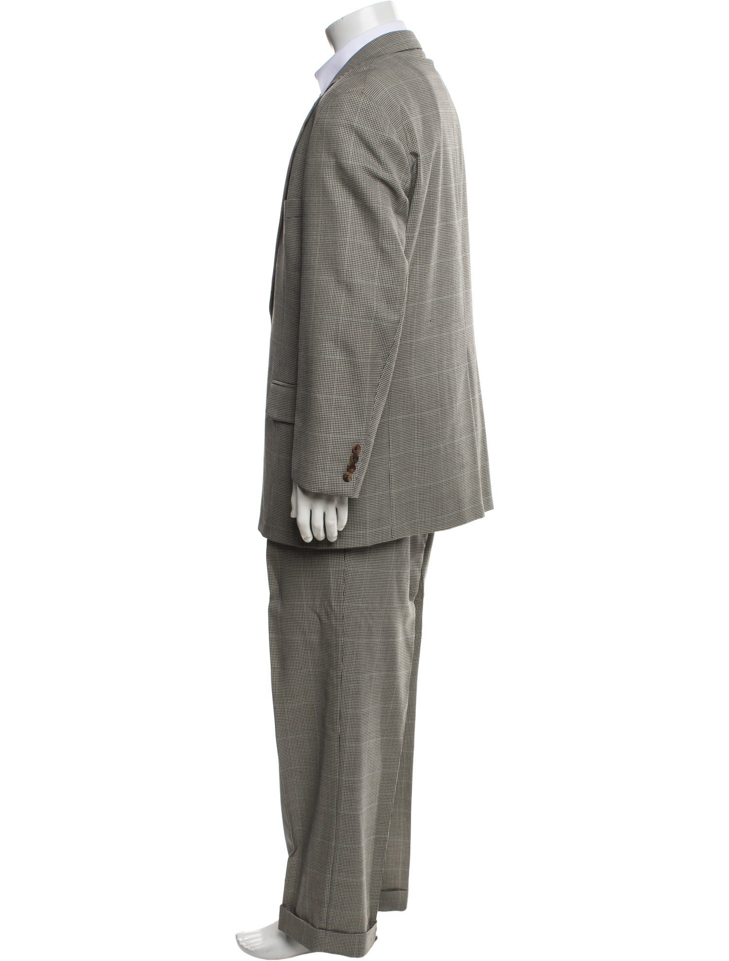 Paul Stuart Wool Houndstooth Print Two-Piece Suit