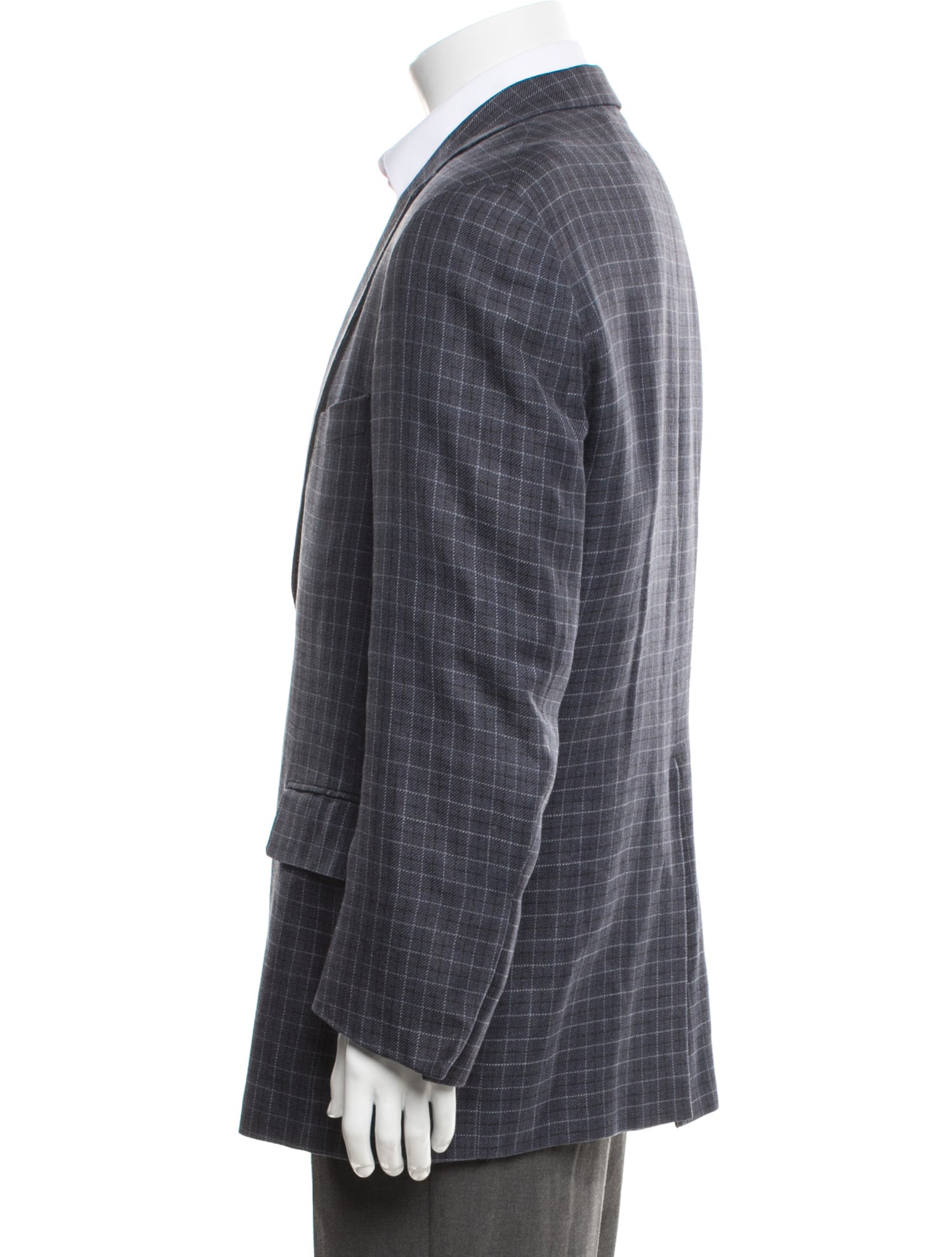 Paul Stuart Silk Plaid Print Blazer