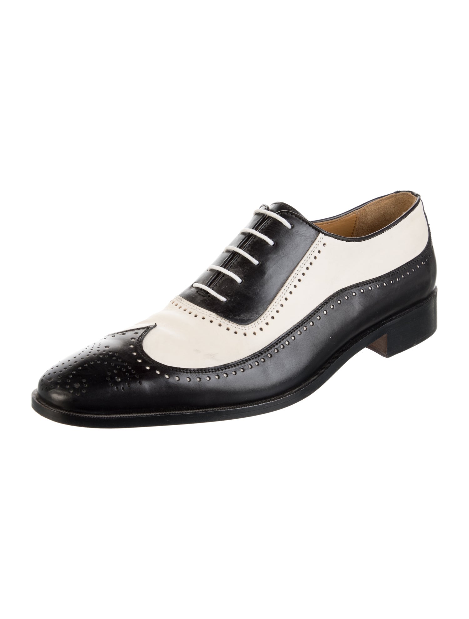 Paul Stuart Leather Colorblock Pattern Spectators