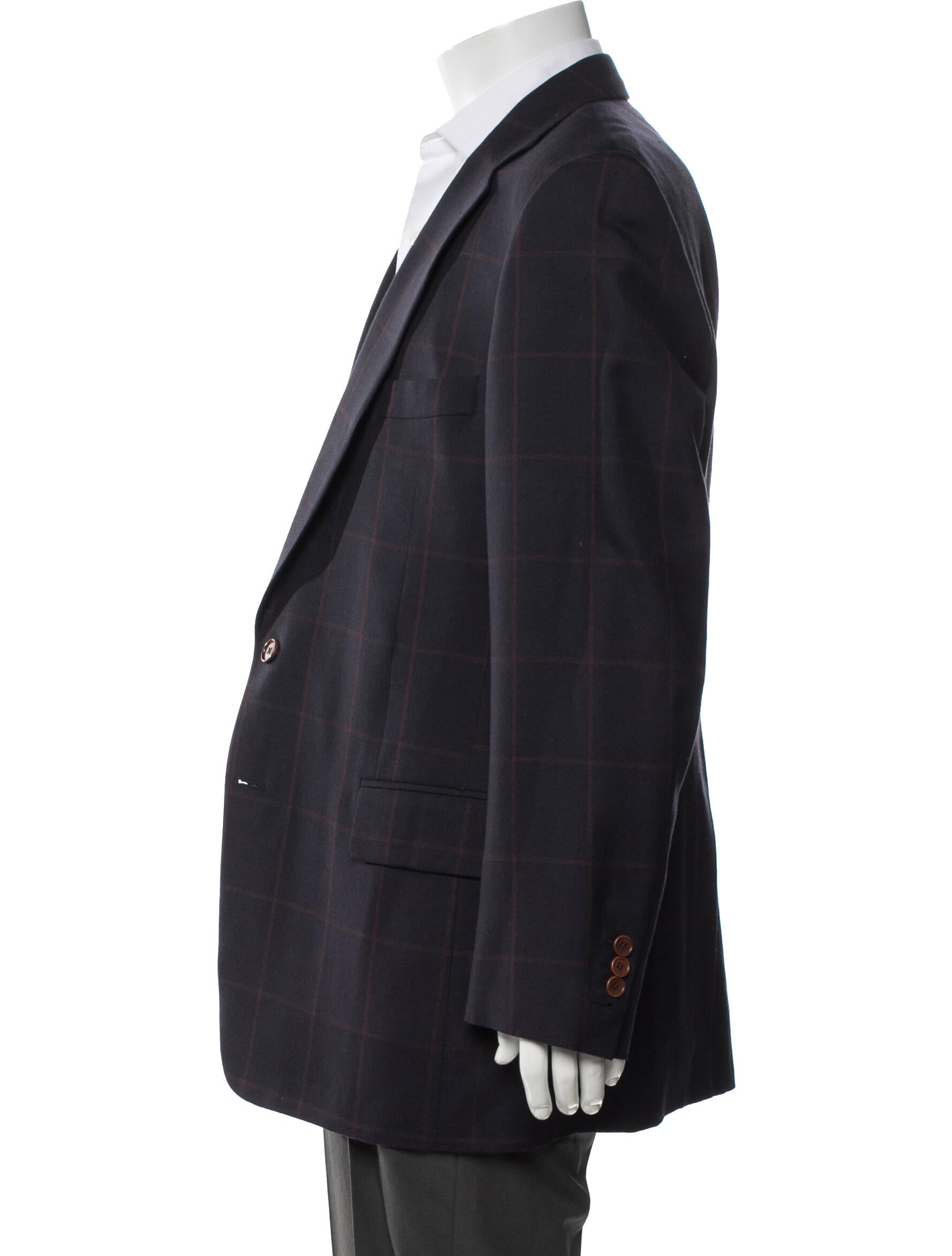 Paul Stuart Cashmere Plaid Print Blazer