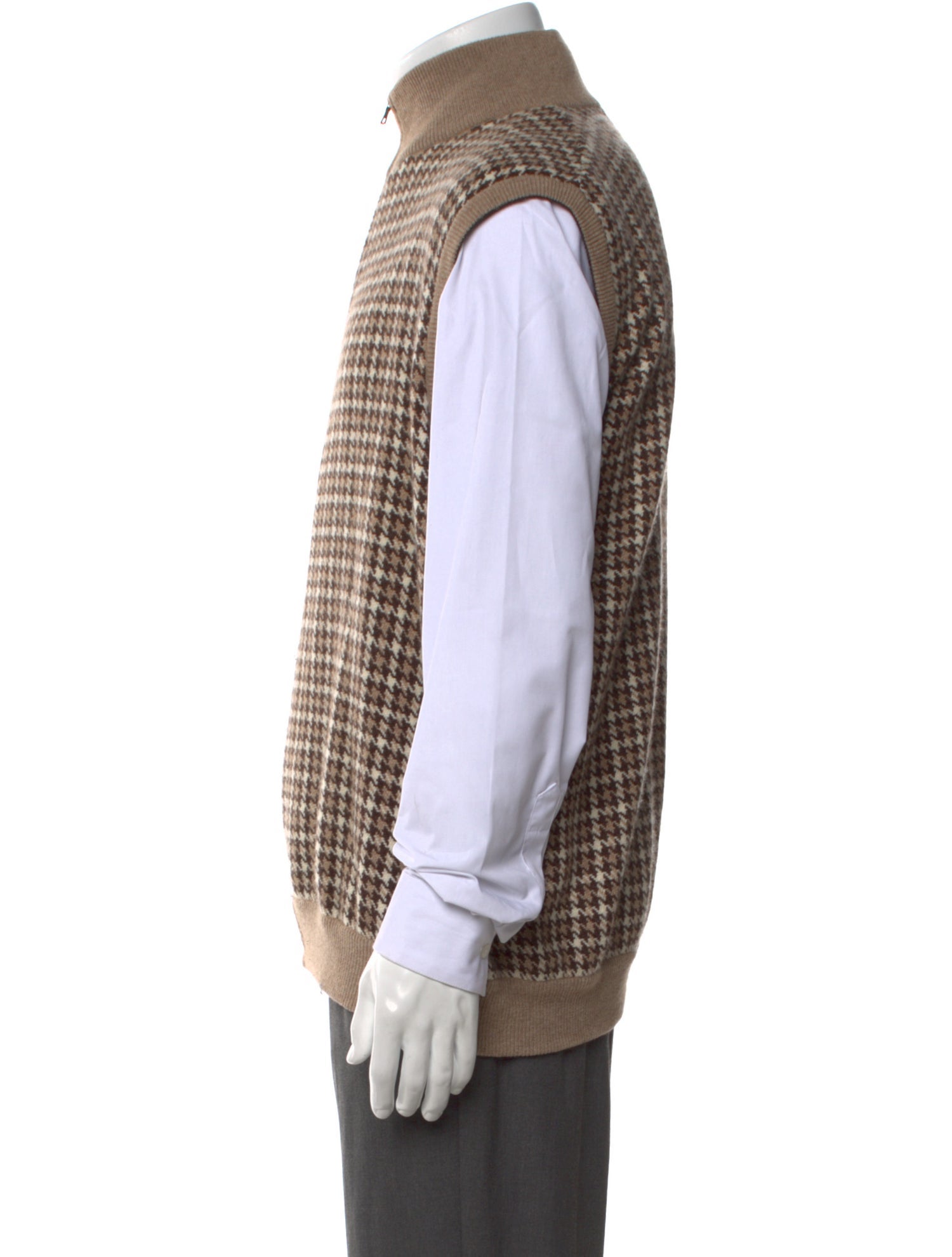 Paul Stuart Cashmere Houndstooth Print Sweater Vest