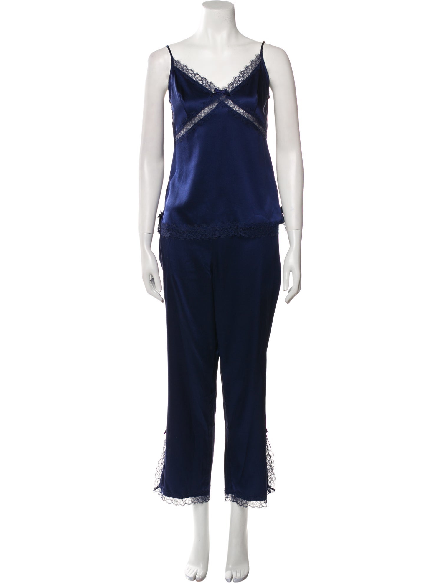 Agent Provocateur Silk Lace Trim Embellishment Lounge Set - Blue ...