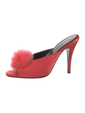 Agent Provocateur Satin Fur Trim Mules